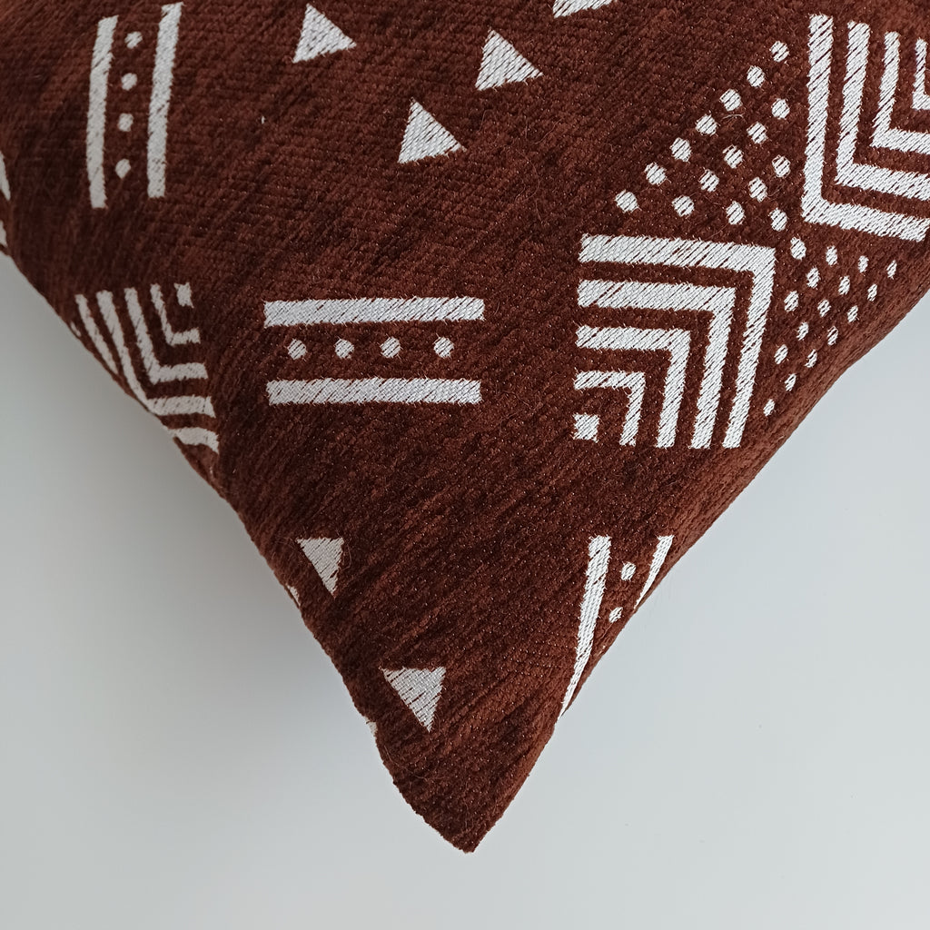 Moroccan Handmade Deep Brown Velvet Cushion Cover 24''x12'' /  60x30 CM