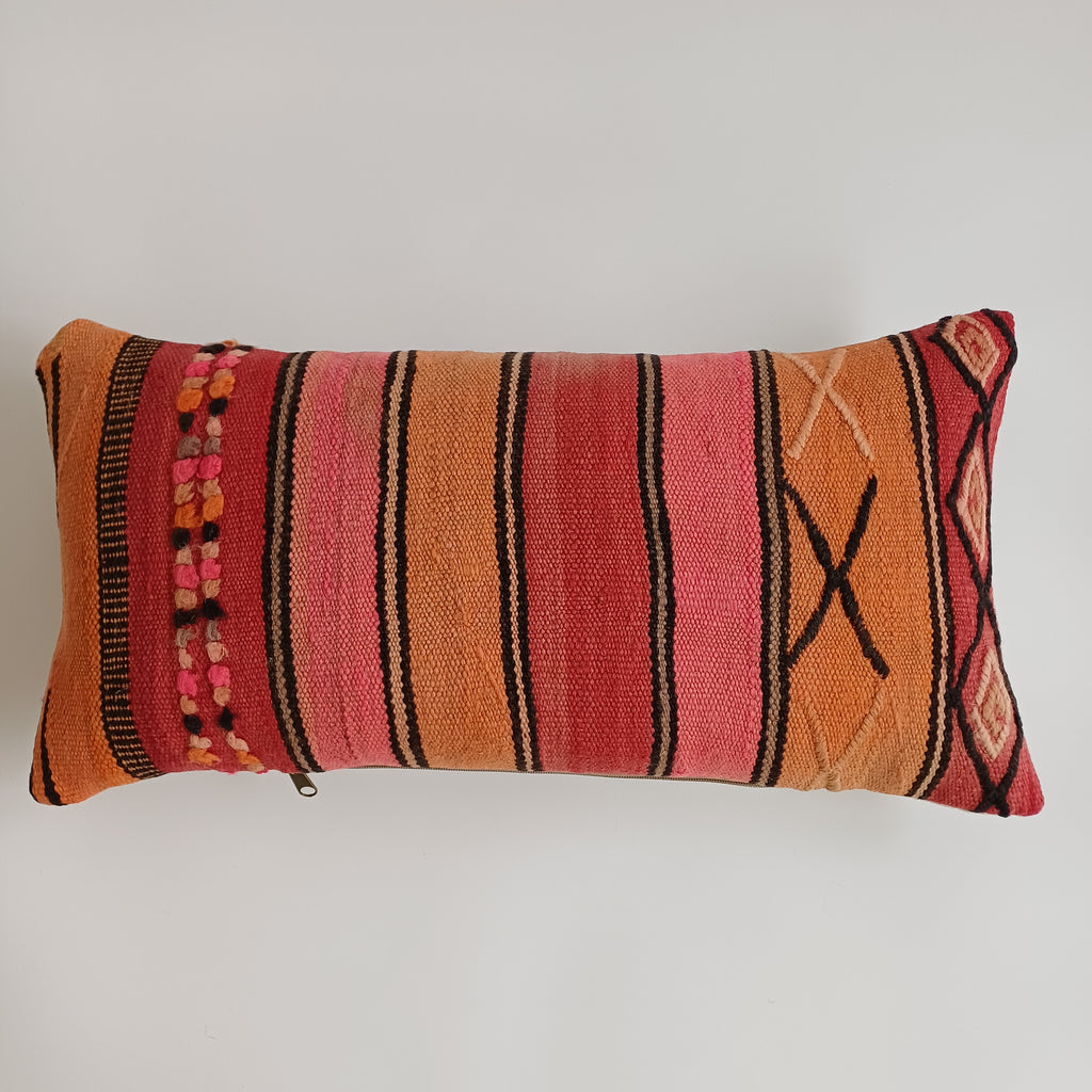 Moroccan Handmade Multicoloured Rug Cushion Cover 24''x12'' / 60x30 CM