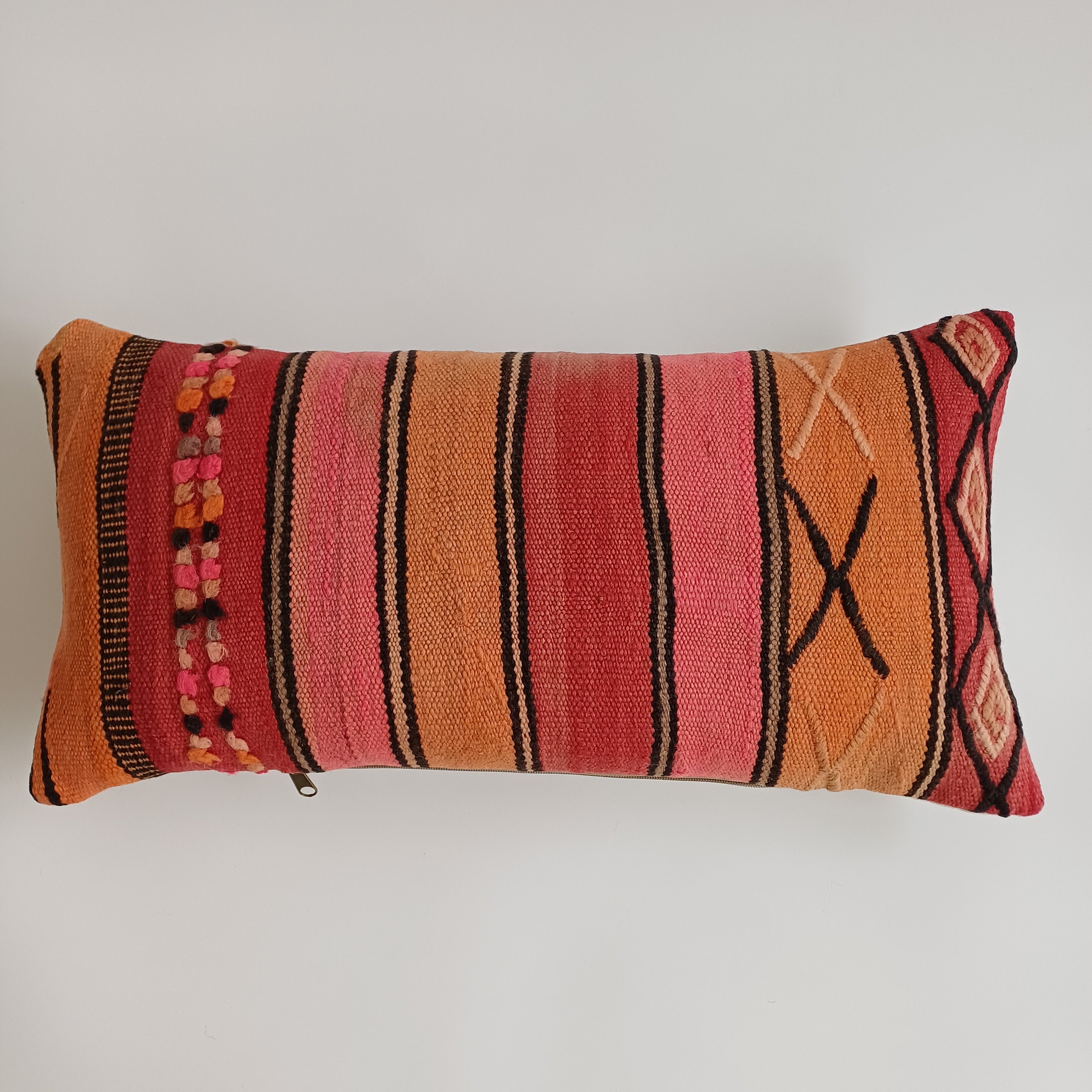Moroccan Handmade Multicoloured Rug Cushion Cover 24''x12'' / 60x30 CM