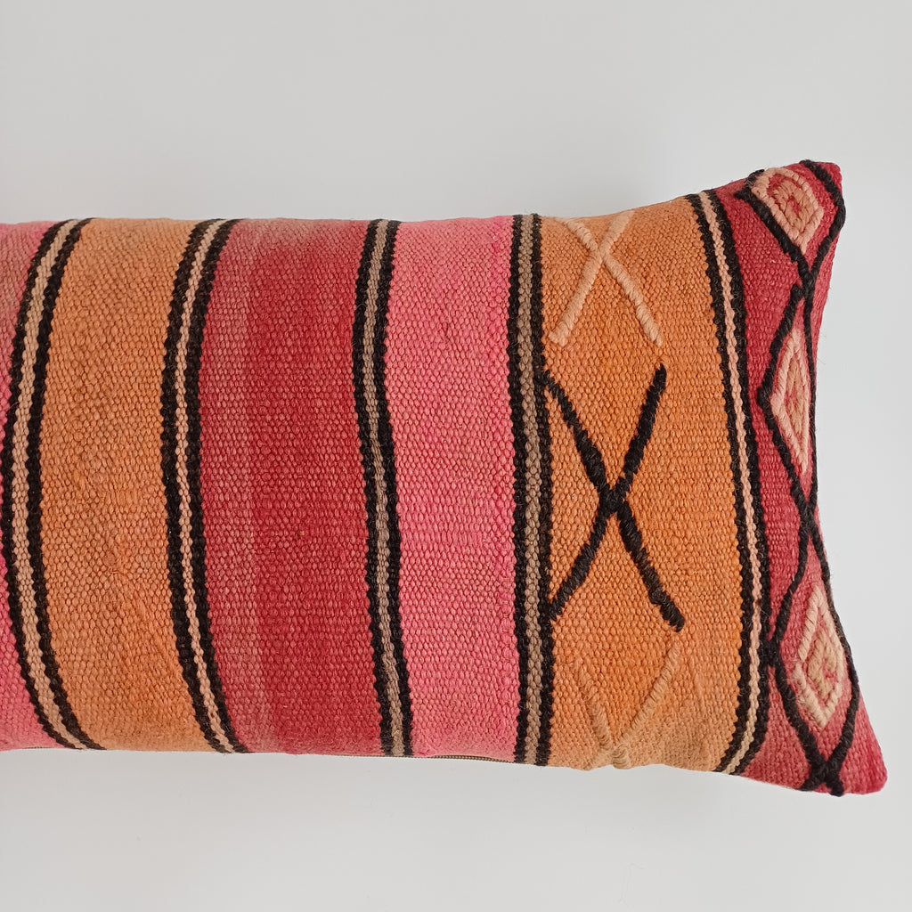 Moroccan Handmade Multicoloured Rug Cushion Cover 24''x12'' / 60x30 CM