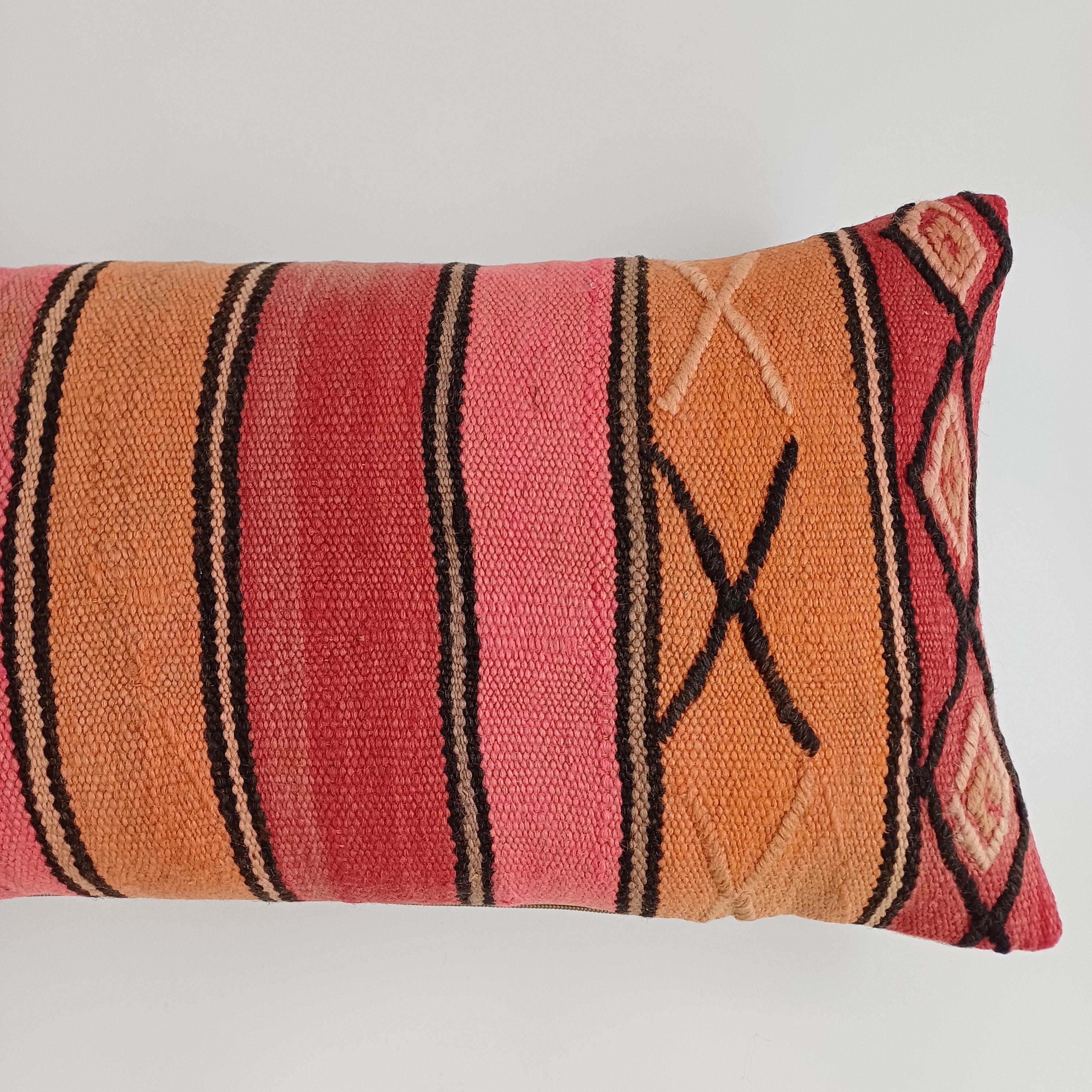 Moroccan Handmade Multicoloured Rug Cushion Cover 24''x12'' / 60x30 CM