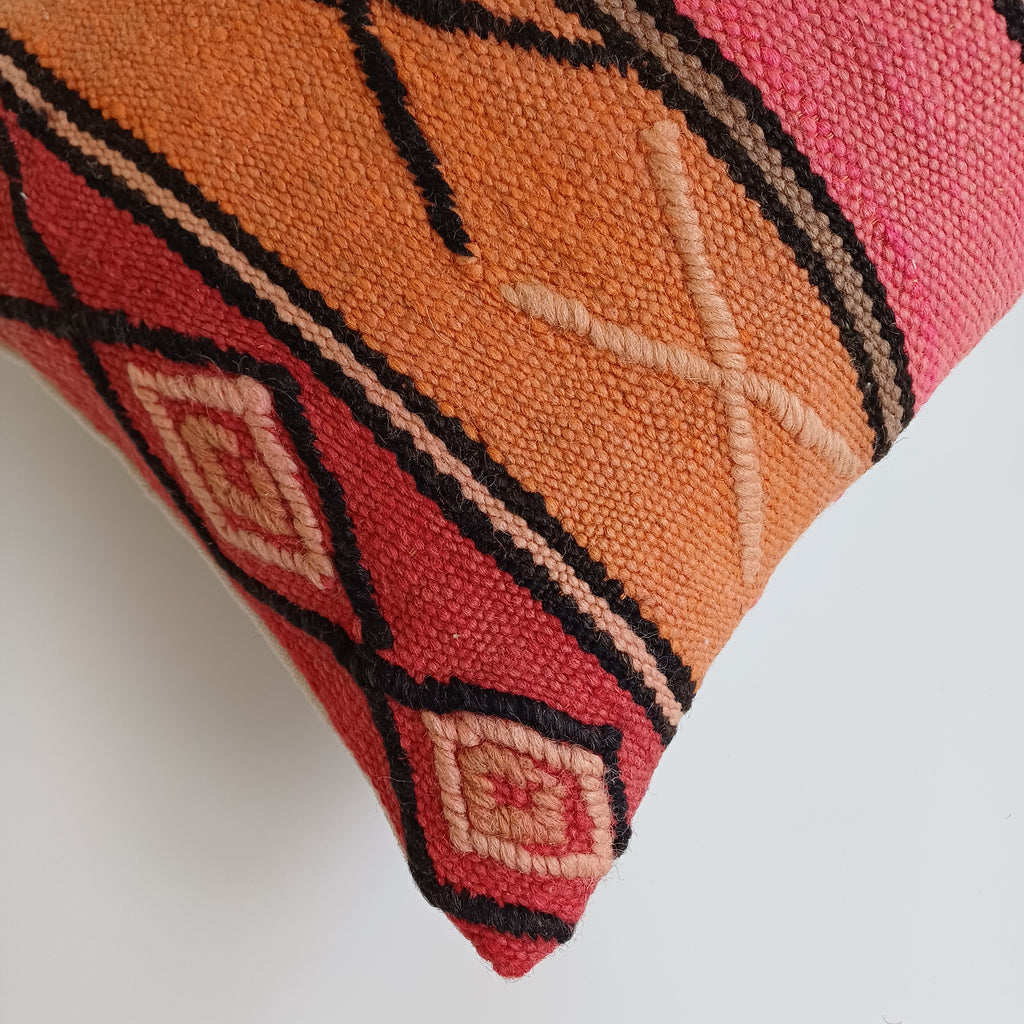 Moroccan Handmade Multicoloured Rug Cushion Cover 24''x12'' / 60x30 CM