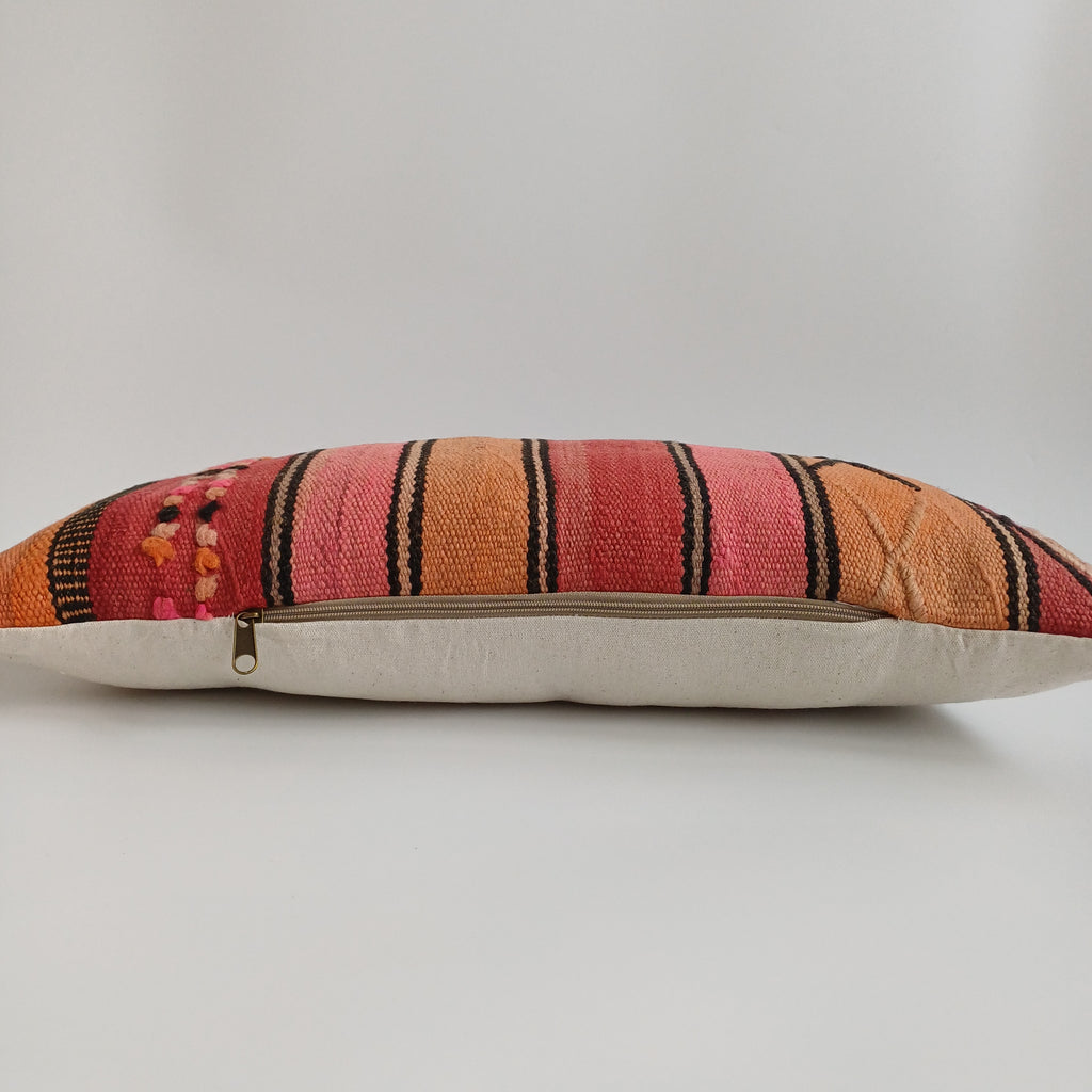 Moroccan Handmade Multicoloured Rug Cushion Cover 24''x12'' / 60x30 CM