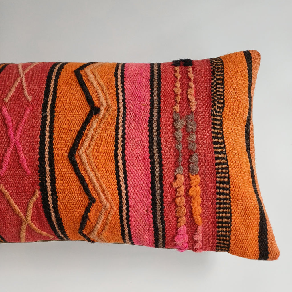 Moroccan Handmade Multicoloured Rug Cushion Cover 24''x12'' / 60x30 CM