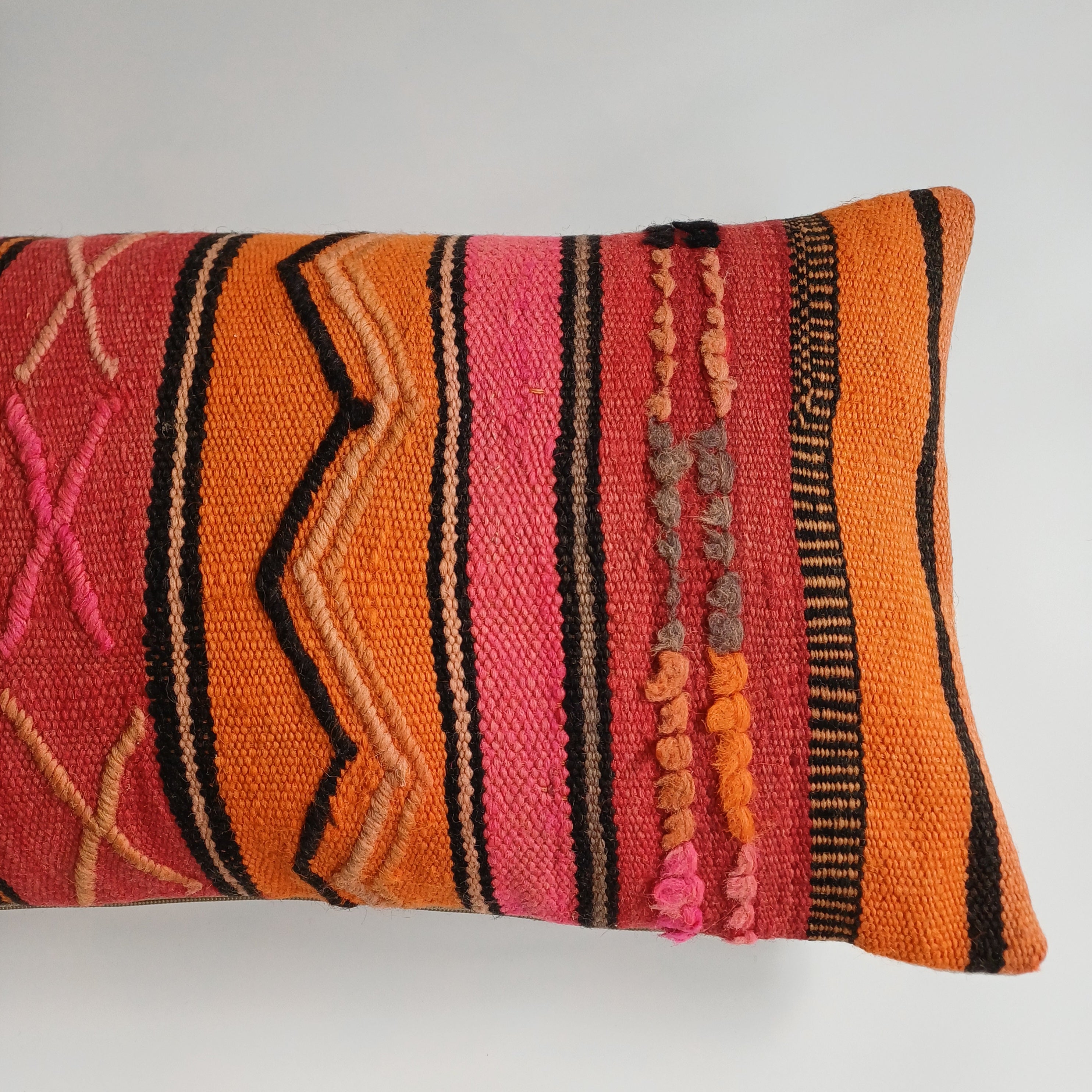 Moroccan Handmade Multicoloured Rug Cushion Cover 24''x12'' / 60x30 CM