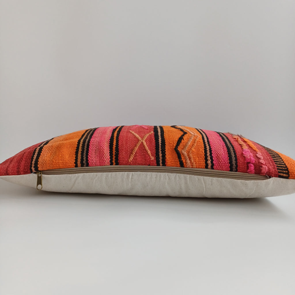 Moroccan Handmade Multicoloured Rug Cushion Cover 24''x12'' / 60x30 CM