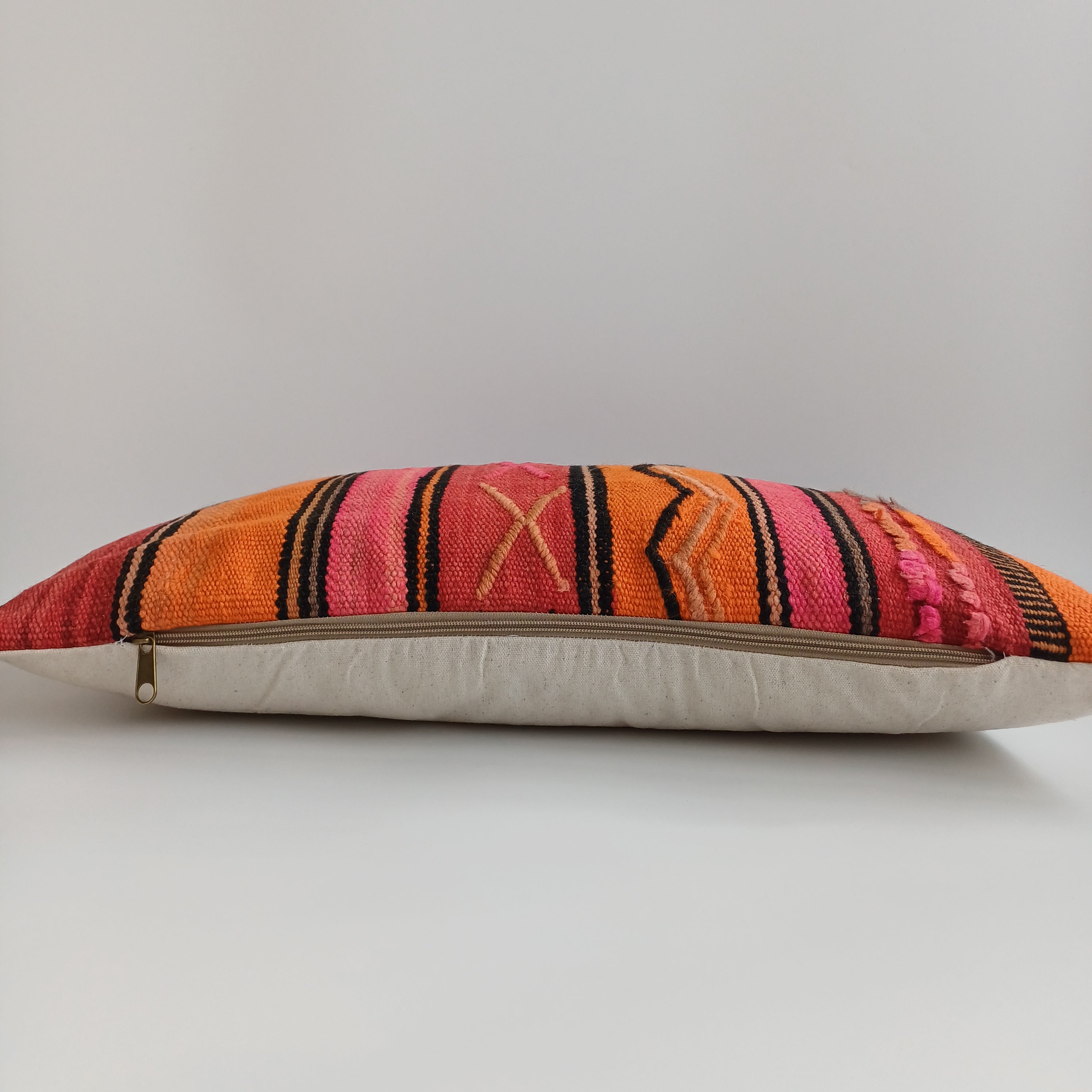Moroccan Handmade Multicoloured Rug Cushion Cover 24''x12'' / 60x30 CM