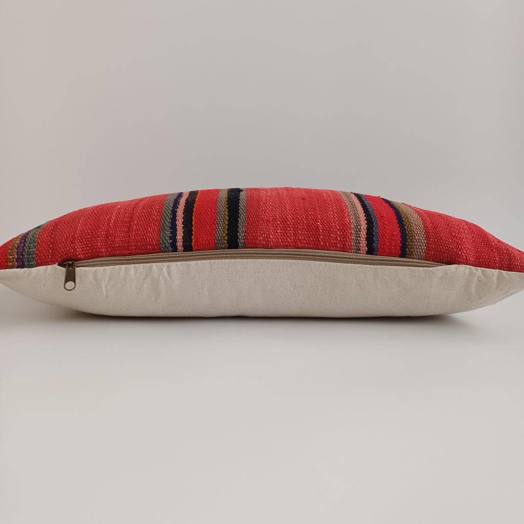 Moroccan Handmade Multicoloured Rug Cushion Cover 24''x12'' / 60x30 CM