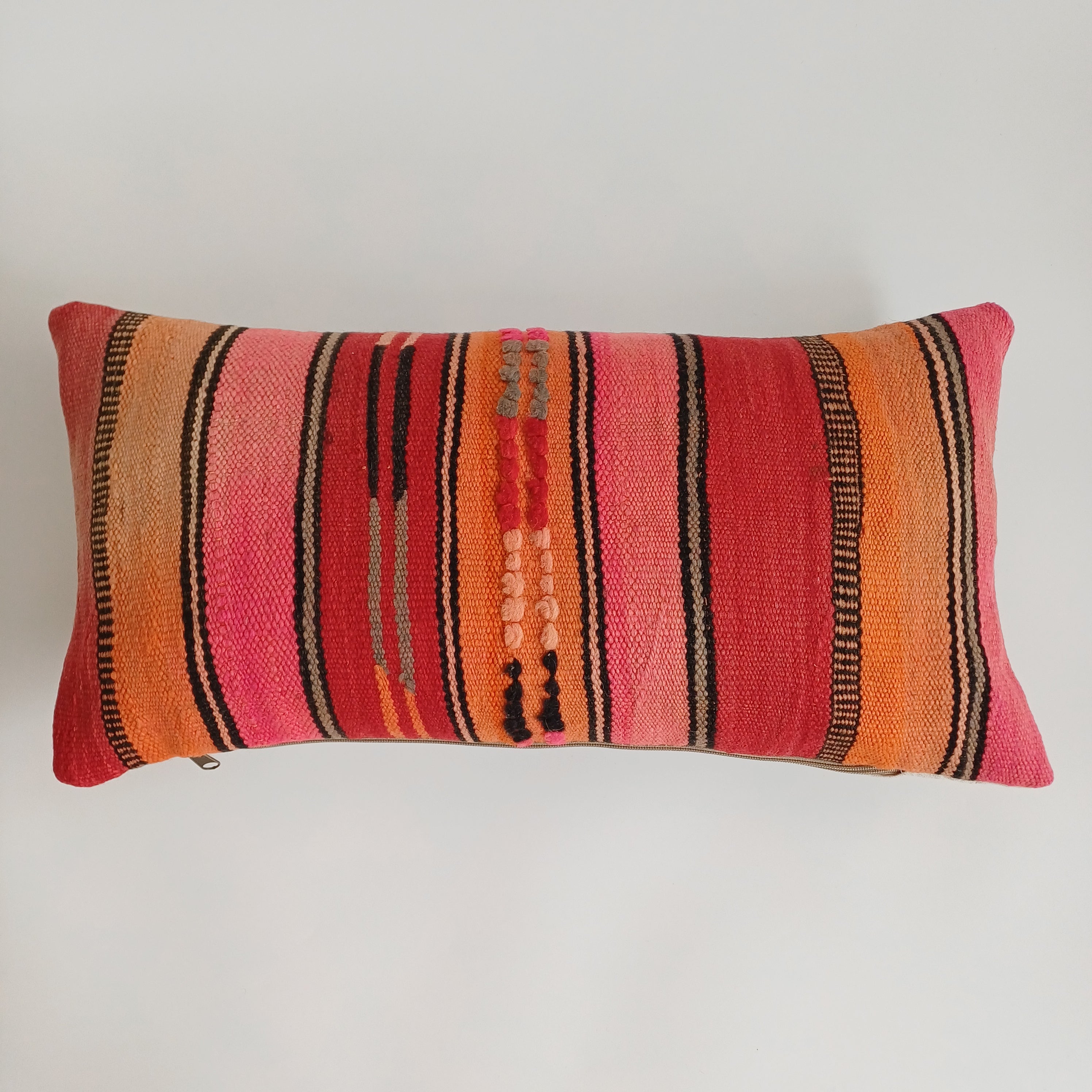 Moroccan Handmade Multicoloured Rug Cushion Cover 24''x12'' / 60x30 CM