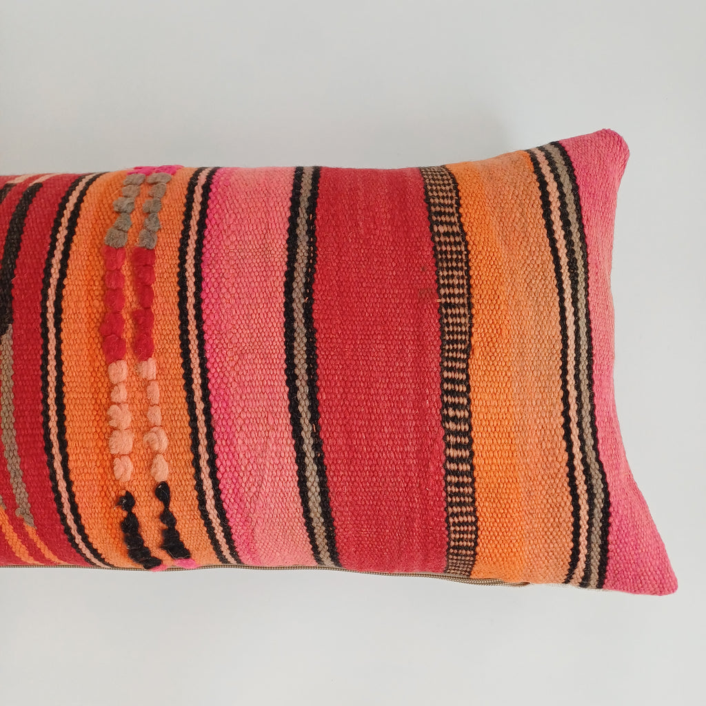 Moroccan Handmade Multicoloured Rug Cushion Cover 24''x12'' / 60x30 CM
