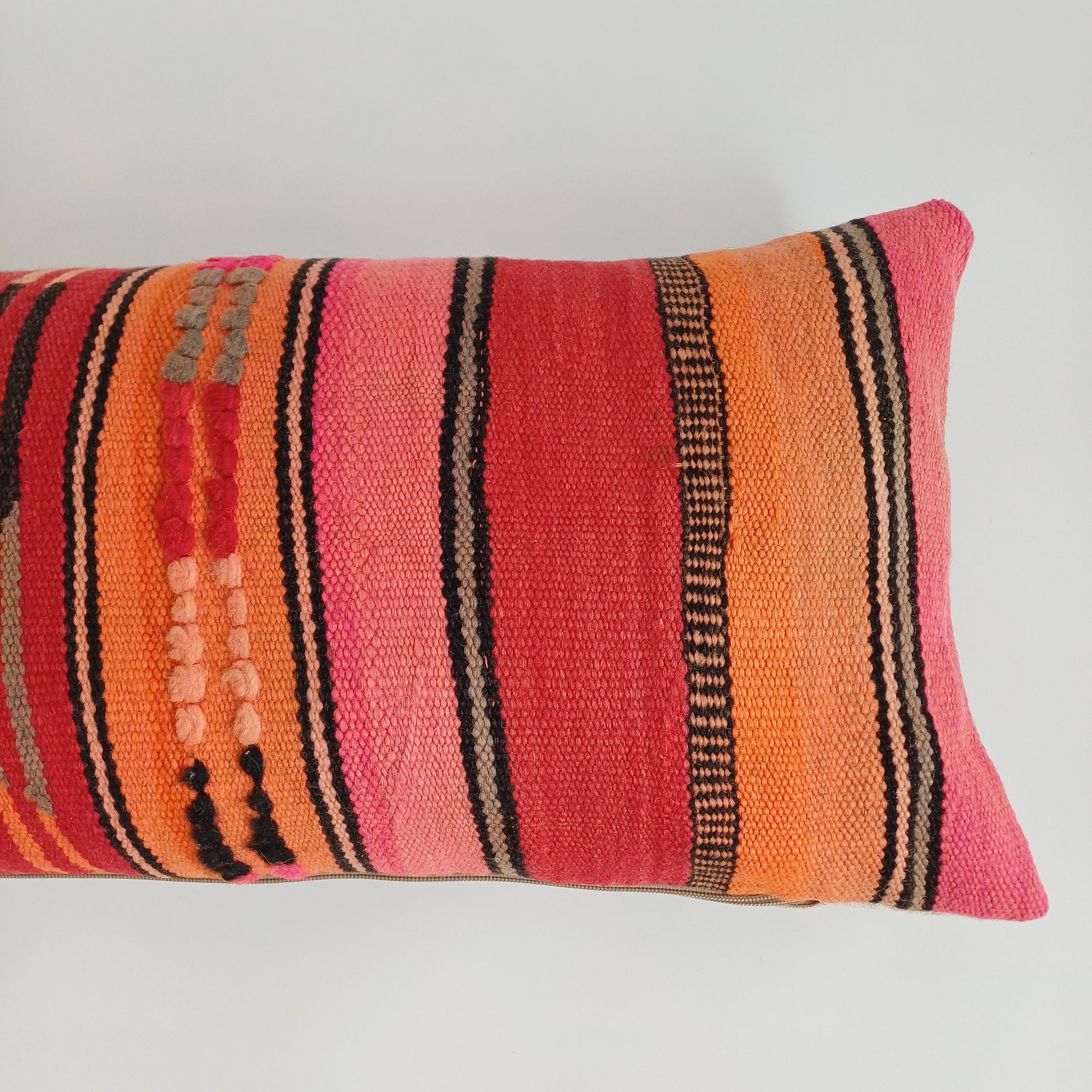 Moroccan Handmade Multicoloured Rug Cushion Cover 24''x12'' / 60x30 CM
