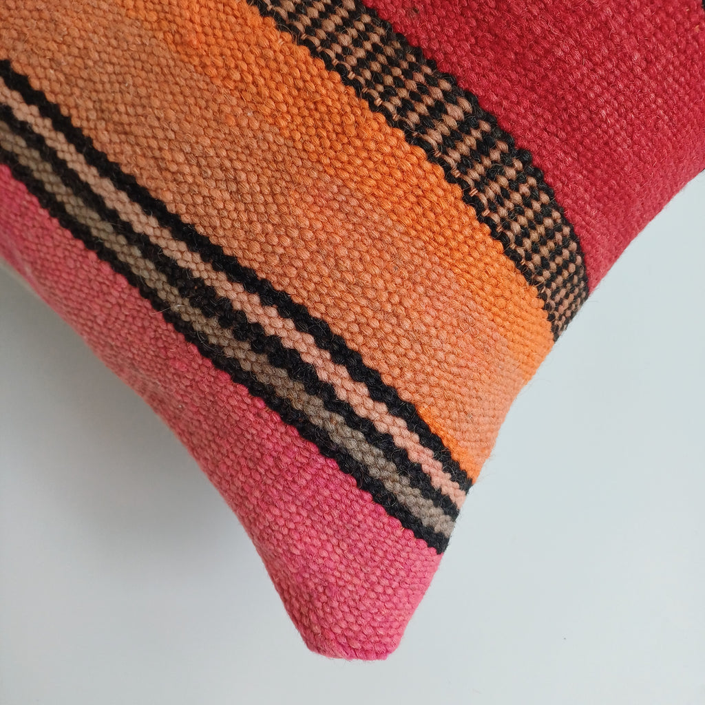 Moroccan Handmade Multicoloured Rug Cushion Cover 24''x12'' / 60x30 CM
