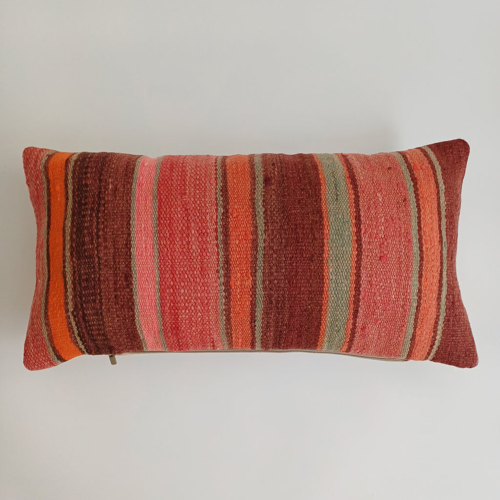 Moroccan Handmade Multicoloured Rug Cushion Cover 24''x12'' / 60x30 CM