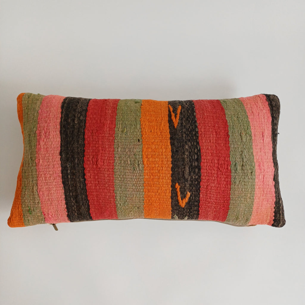 Moroccan Handmade Multicoloured Rug Cushion Cover 24''x12'' / 60x30 CM