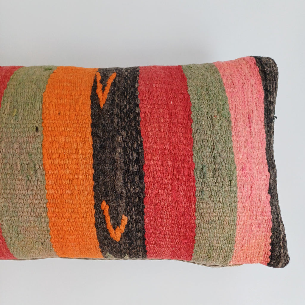 Moroccan Handmade Multicoloured Rug Cushion Cover 24''x12'' / 60x30 CM