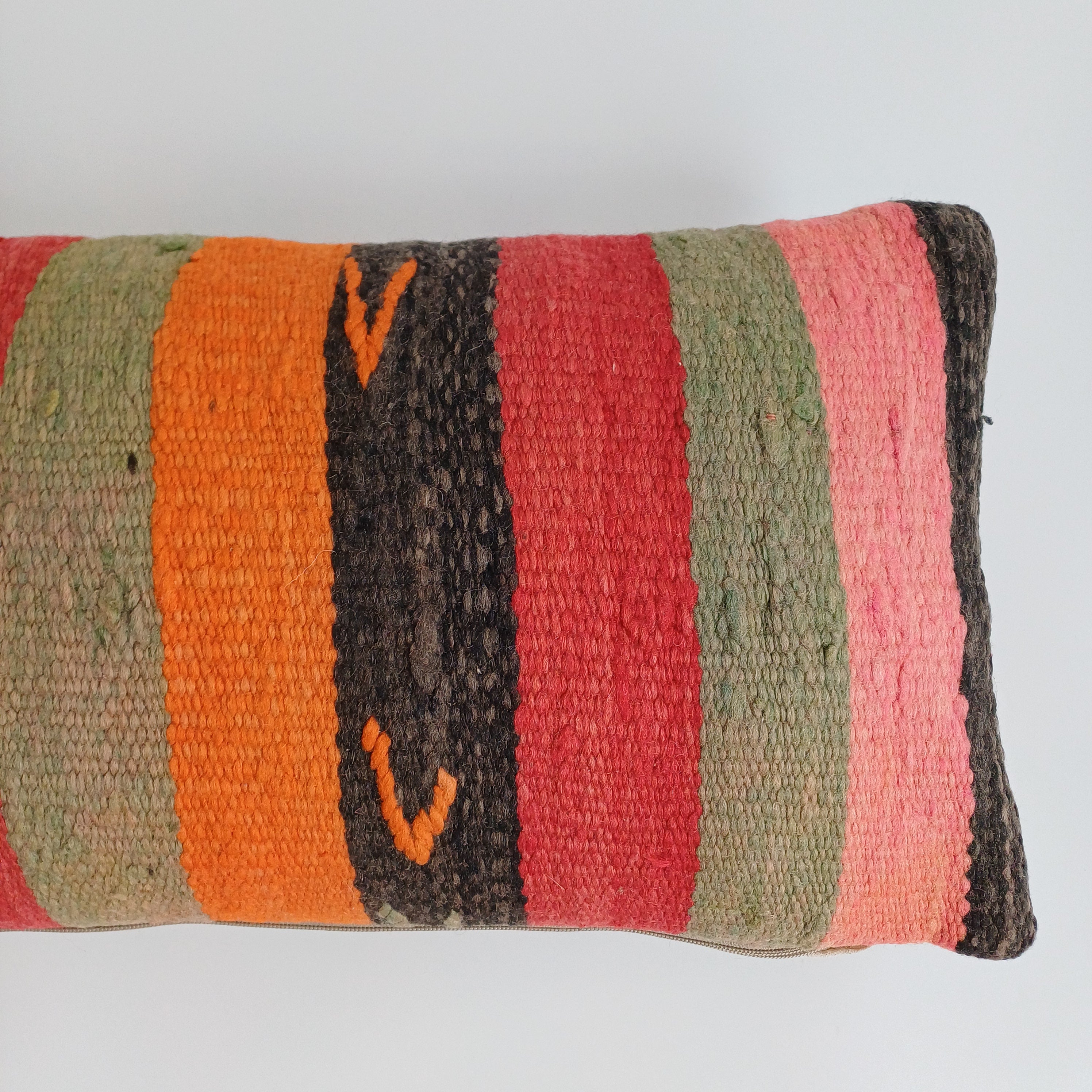 Moroccan Handmade Multicoloured Rug Cushion Cover 24''x12'' / 60x30 CM