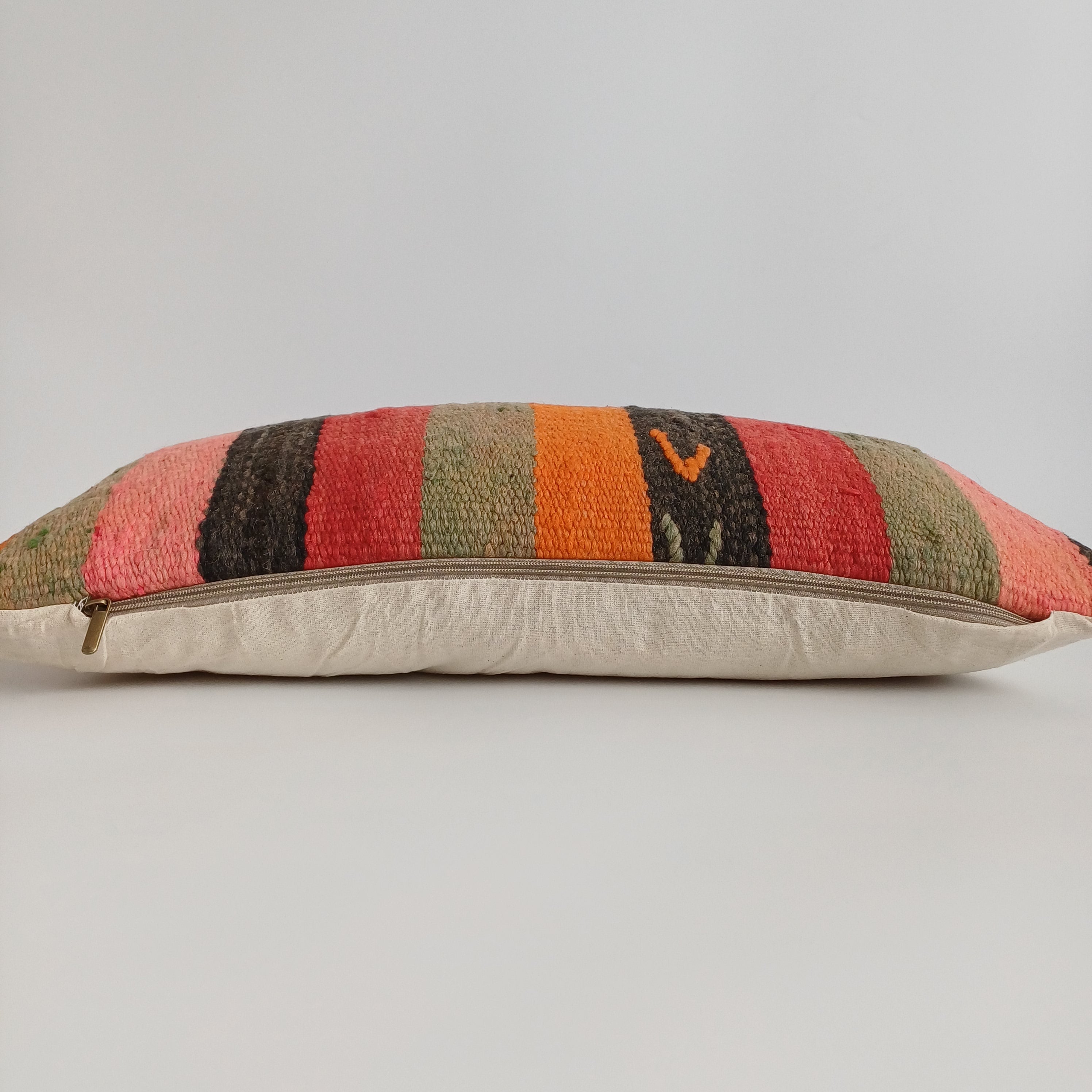 Moroccan Handmade Multicoloured Rug Cushion Cover 24''x12'' / 60x30 CM