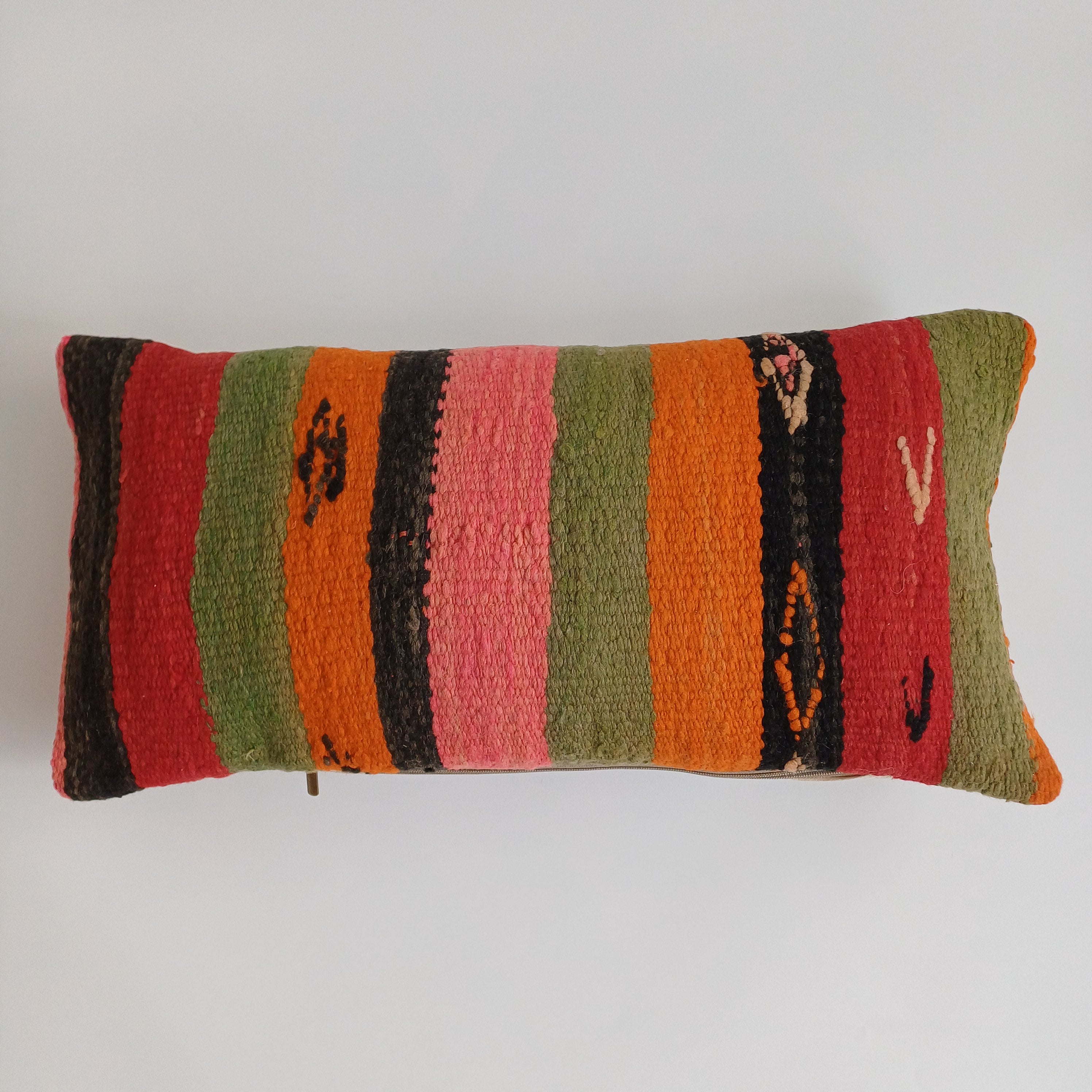 Moroccan Handmade Multicoloured Rug Cushion Cover 24''x12'' / 60x30 CM