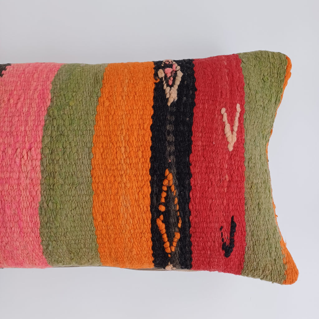 Moroccan Handmade Multicoloured Rug Cushion Cover 24''x12'' / 60x30 CM
