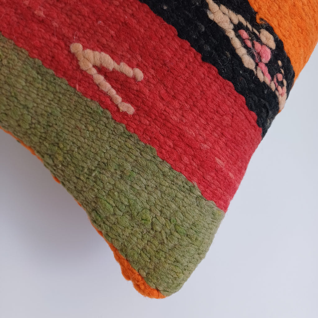 Moroccan Handmade Multicoloured Rug Cushion Cover 24''x12'' / 60x30 CM