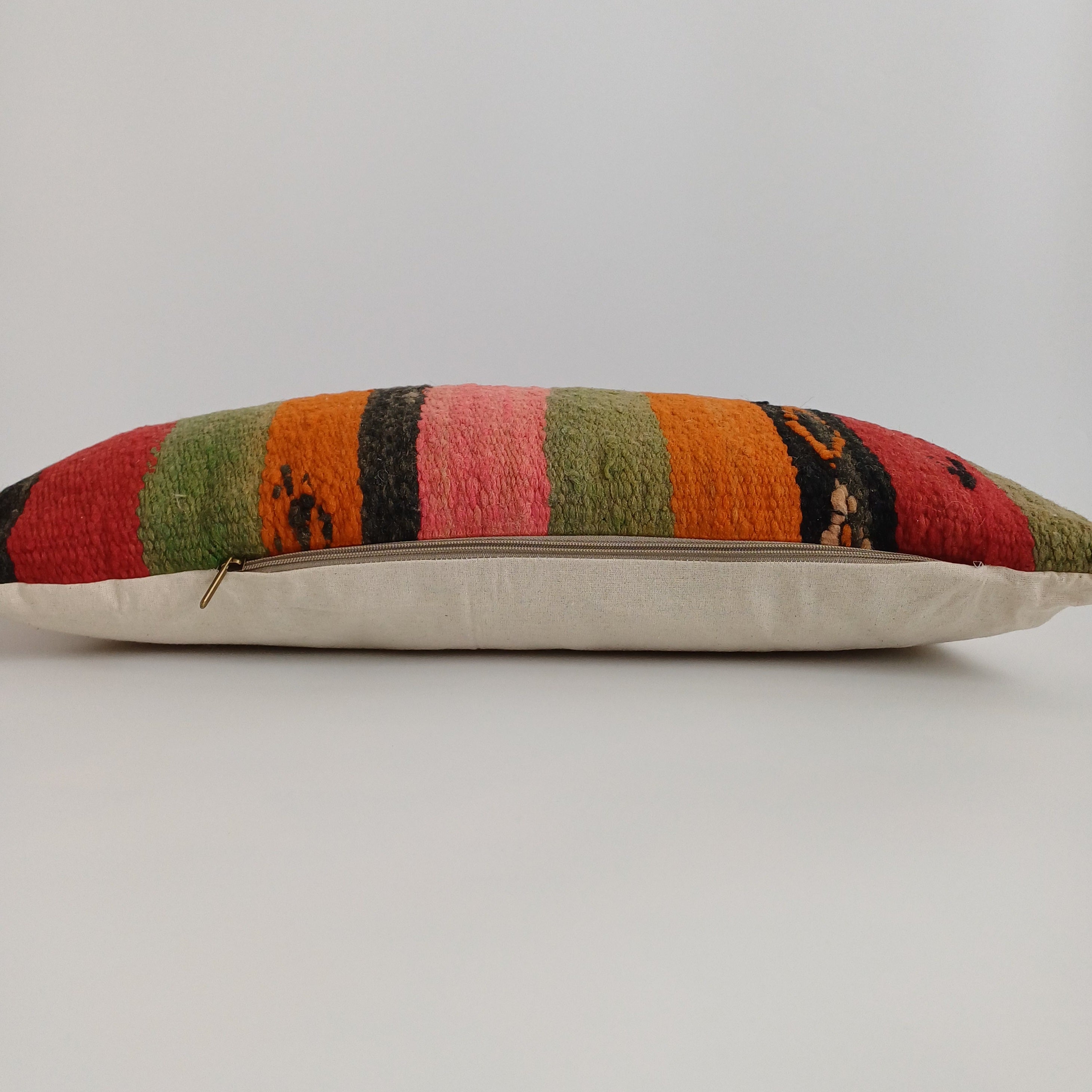 Moroccan Handmade Multicoloured Rug Cushion Cover 24''x12'' / 60x30 CM