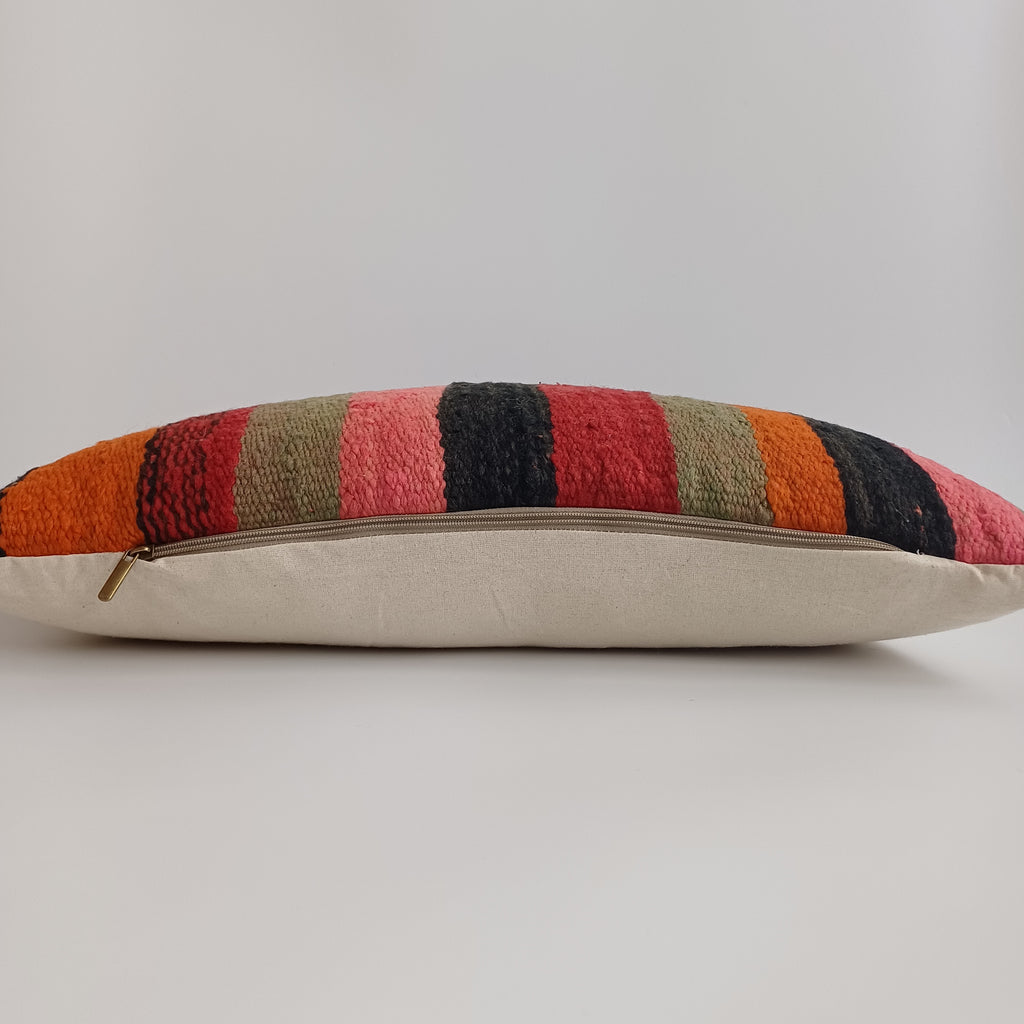 Moroccan Handmade Multicoloured Rug Cushion Cover 24''x12'' / 60x30 CM