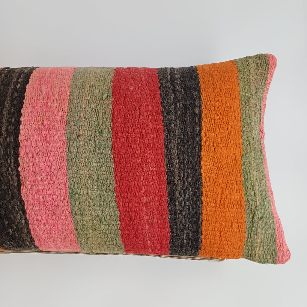 Moroccan Handmade Multicoloured Rug Cushion Cover 24''x12'' / 60x30 CM
