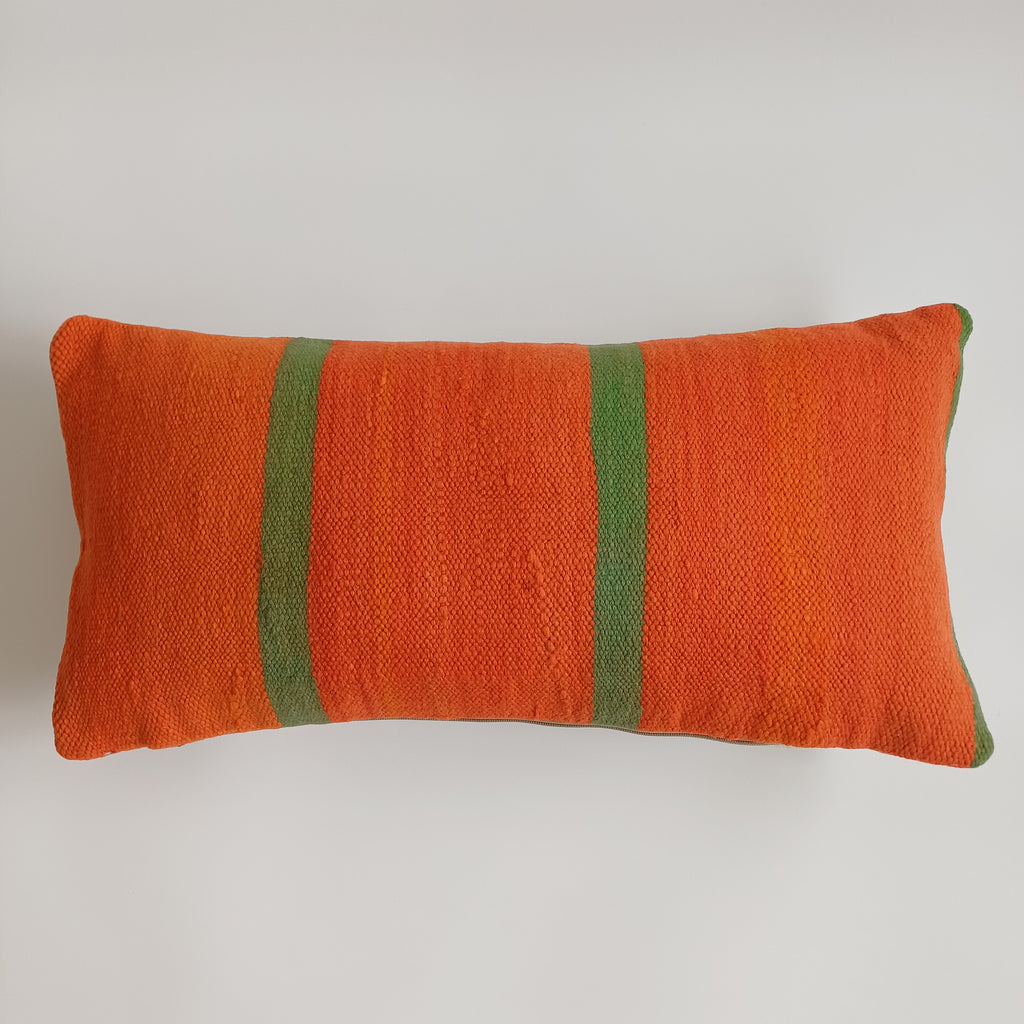 Moroccan Handmade Orange Rug Kilim Cushion Cover 24''x12'' / 60x30 CM
