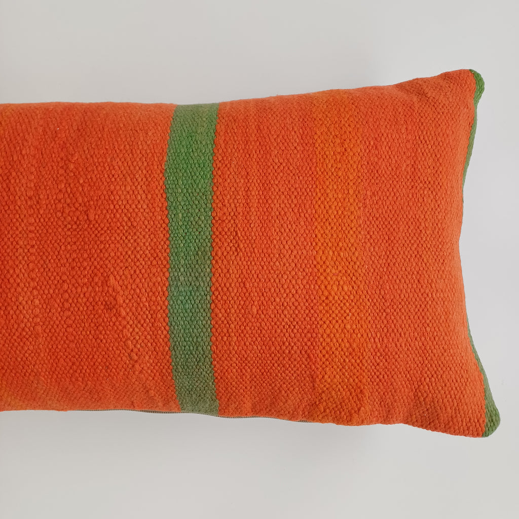 Moroccan Handmade Orange Rug Kilim Cushion Cover 24''x12'' / 60x30 CM