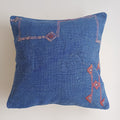 Moroccan Handmade Blue Cactus Silk Cushion Cover 16''x16'' / 40x40 CM