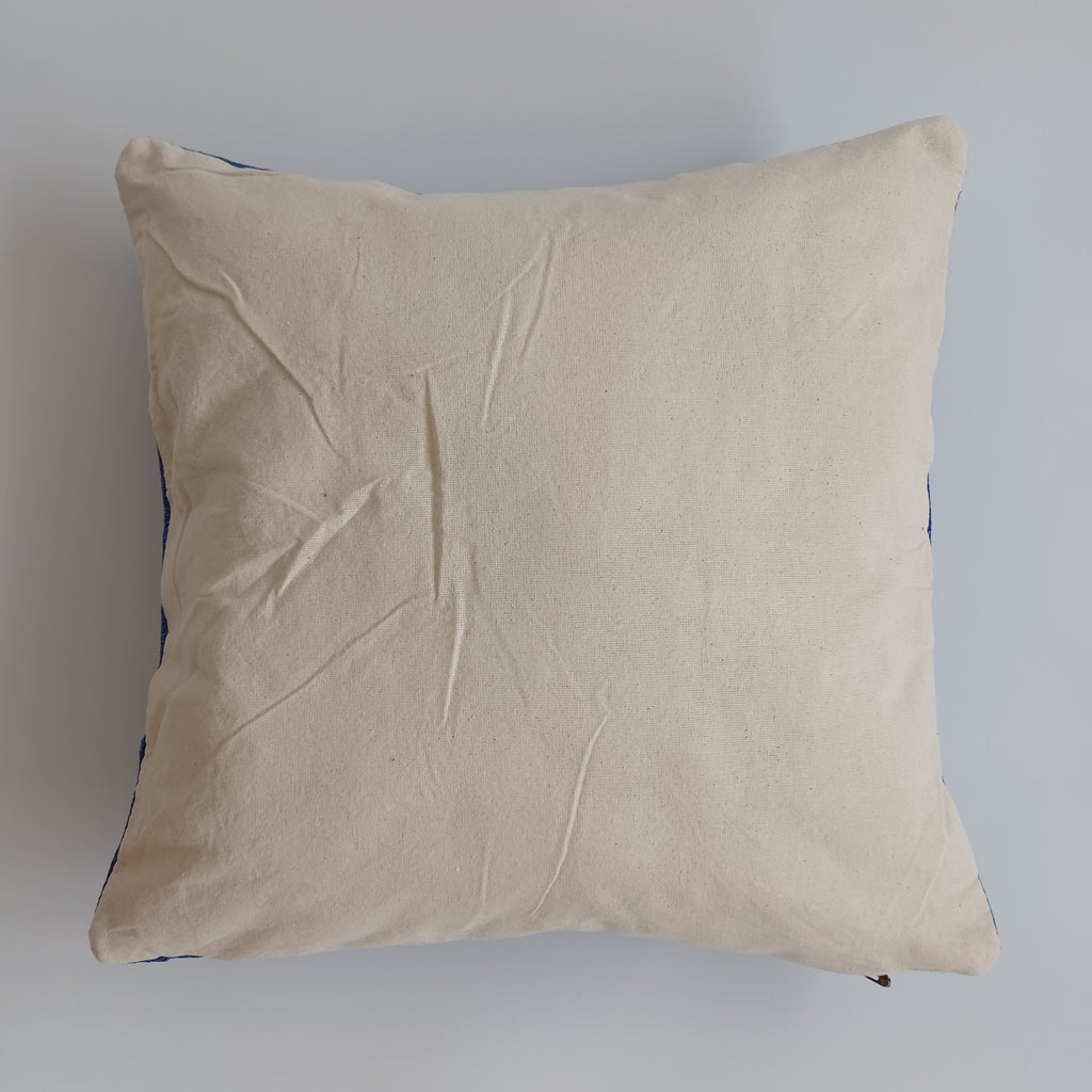 Moroccan Handmade Blue Cactus Silk Cushion Cover 16''x16'' / 40x40 CM