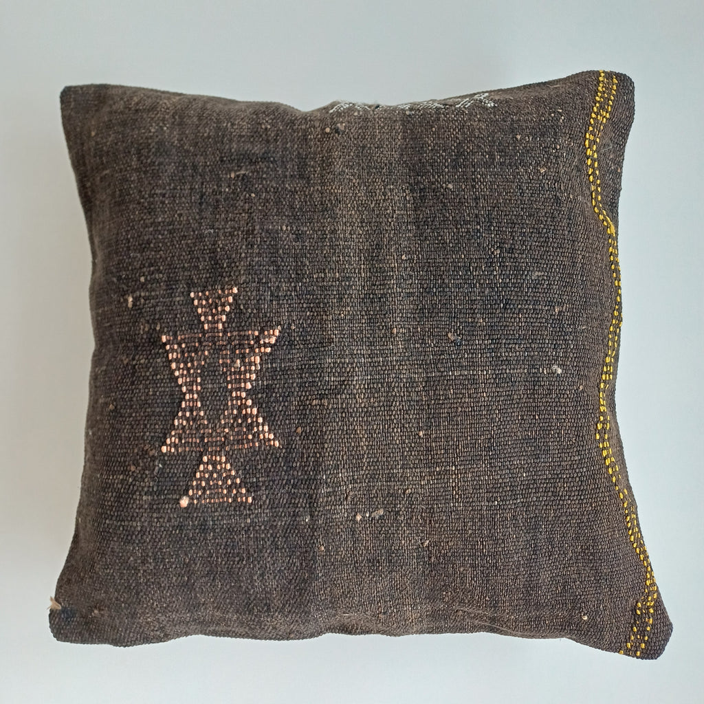 Moroccan Handmade Brown Cactus Silk Cushion Cover 16''x16'' / 40x40 CM