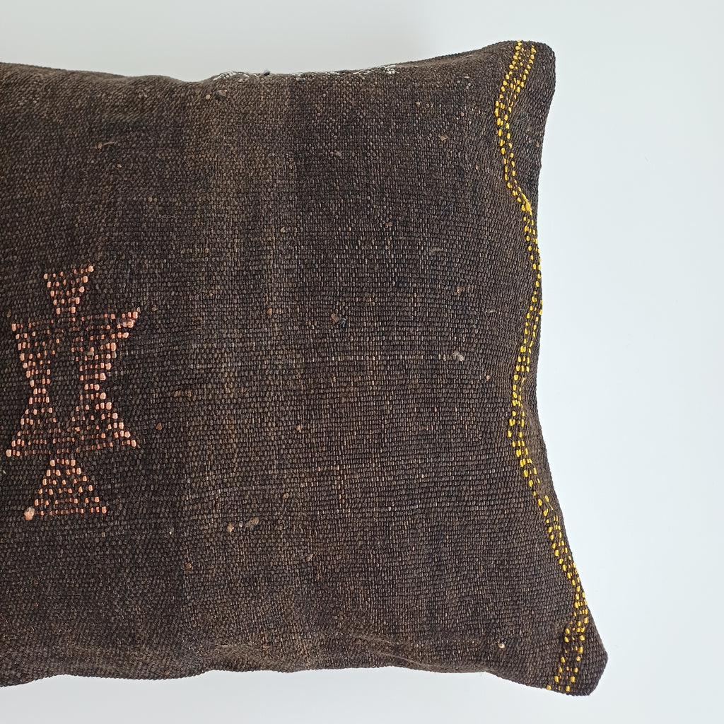 Moroccan Handmade Brown Cactus Silk Cushion Cover 16''x16'' / 40x40 CM