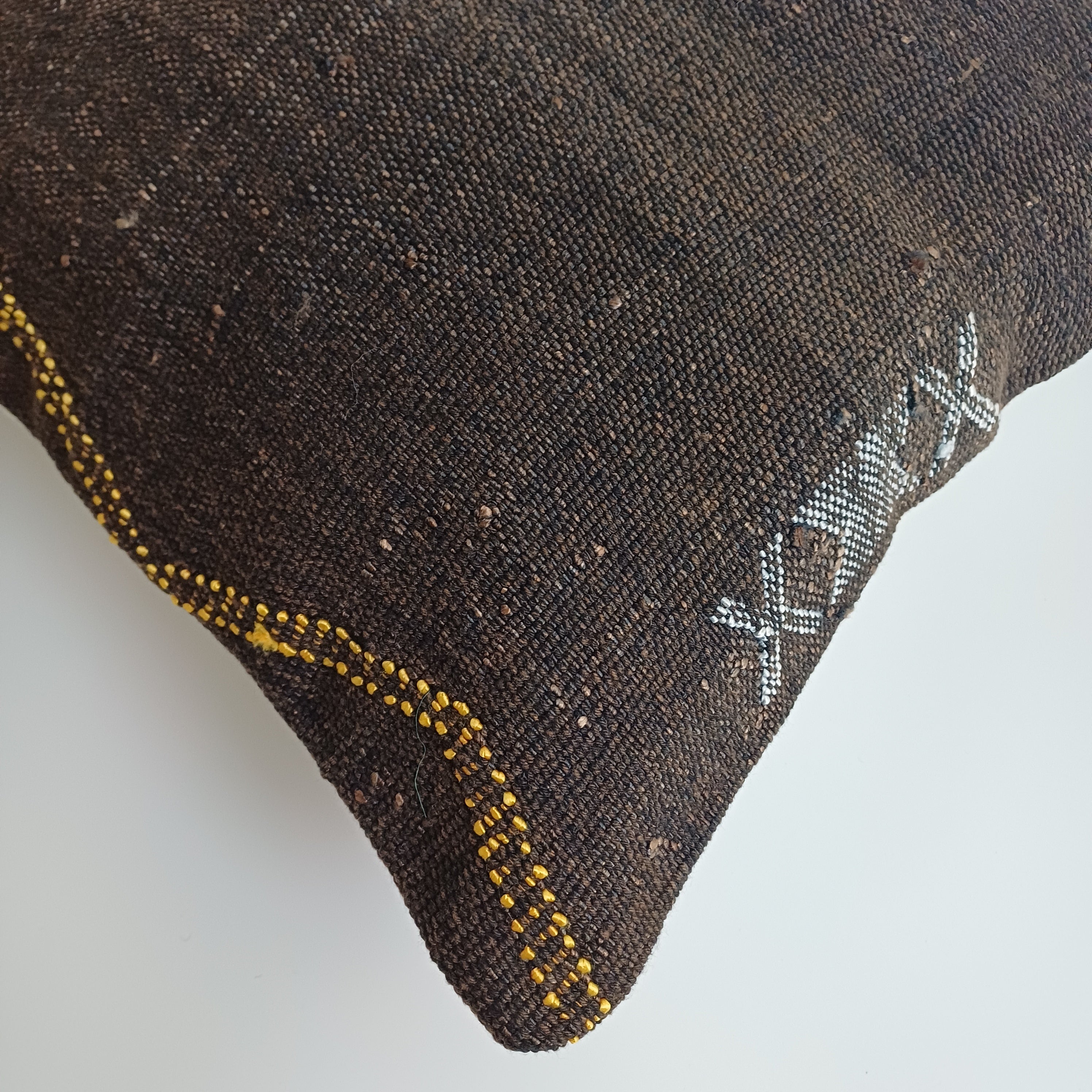 Moroccan Handmade Brown Cactus Silk Cushion Cover 16''x16'' / 40x40 CM