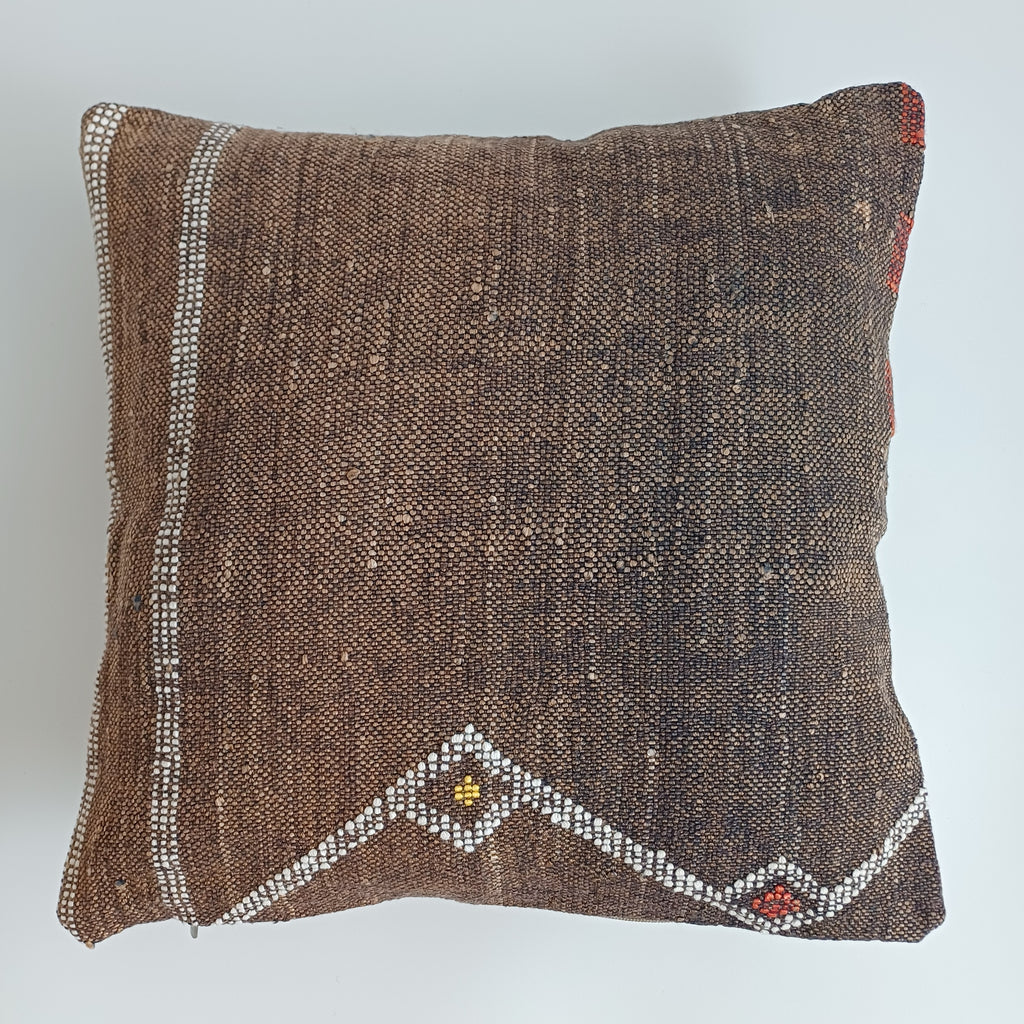 Moroccan Handmade Brown Cactus Silk Cushion Cover 16''x16'' / 40x40 CM