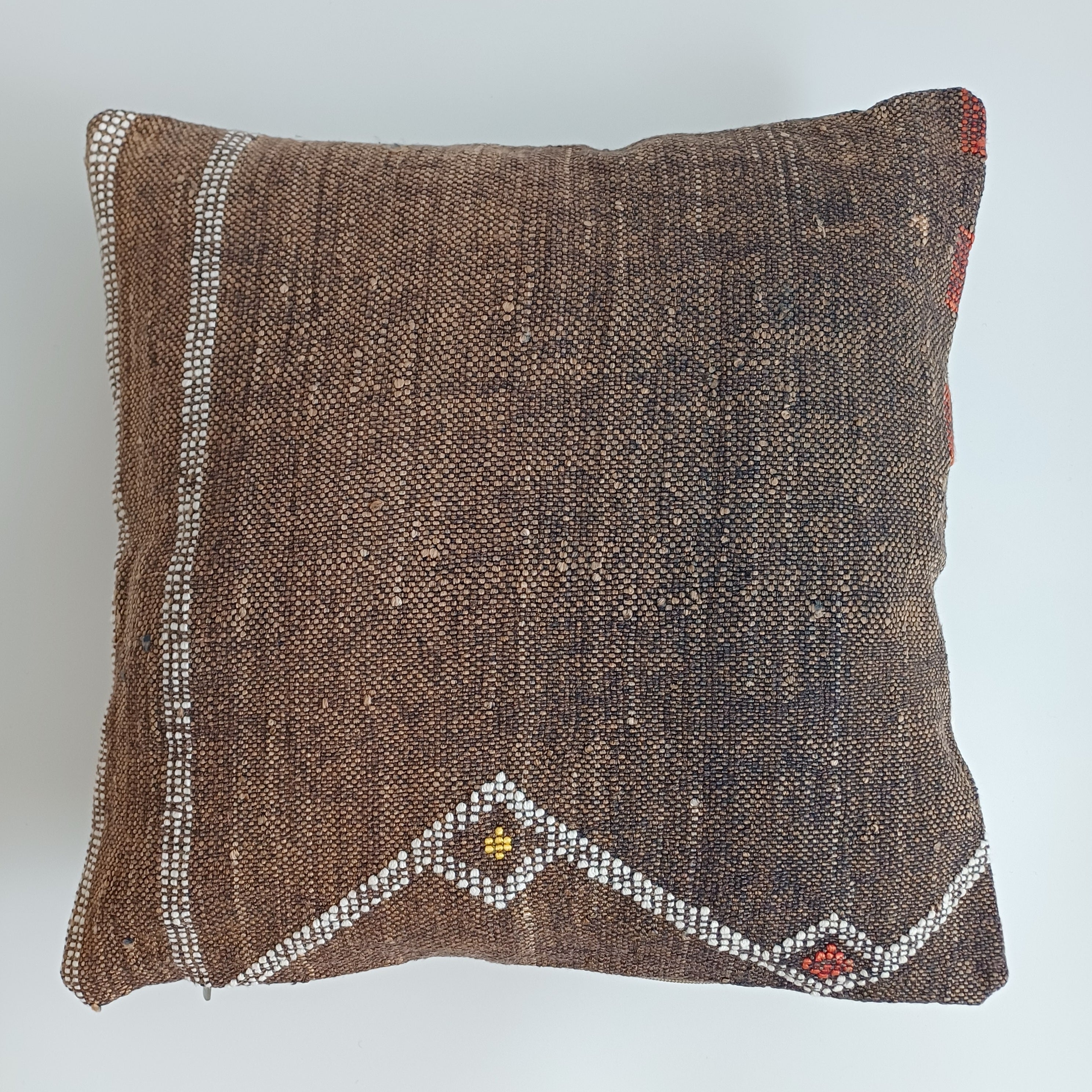 Moroccan Handmade Brown Cactus Silk Cushion Cover 16''x16'' / 40x40 CM