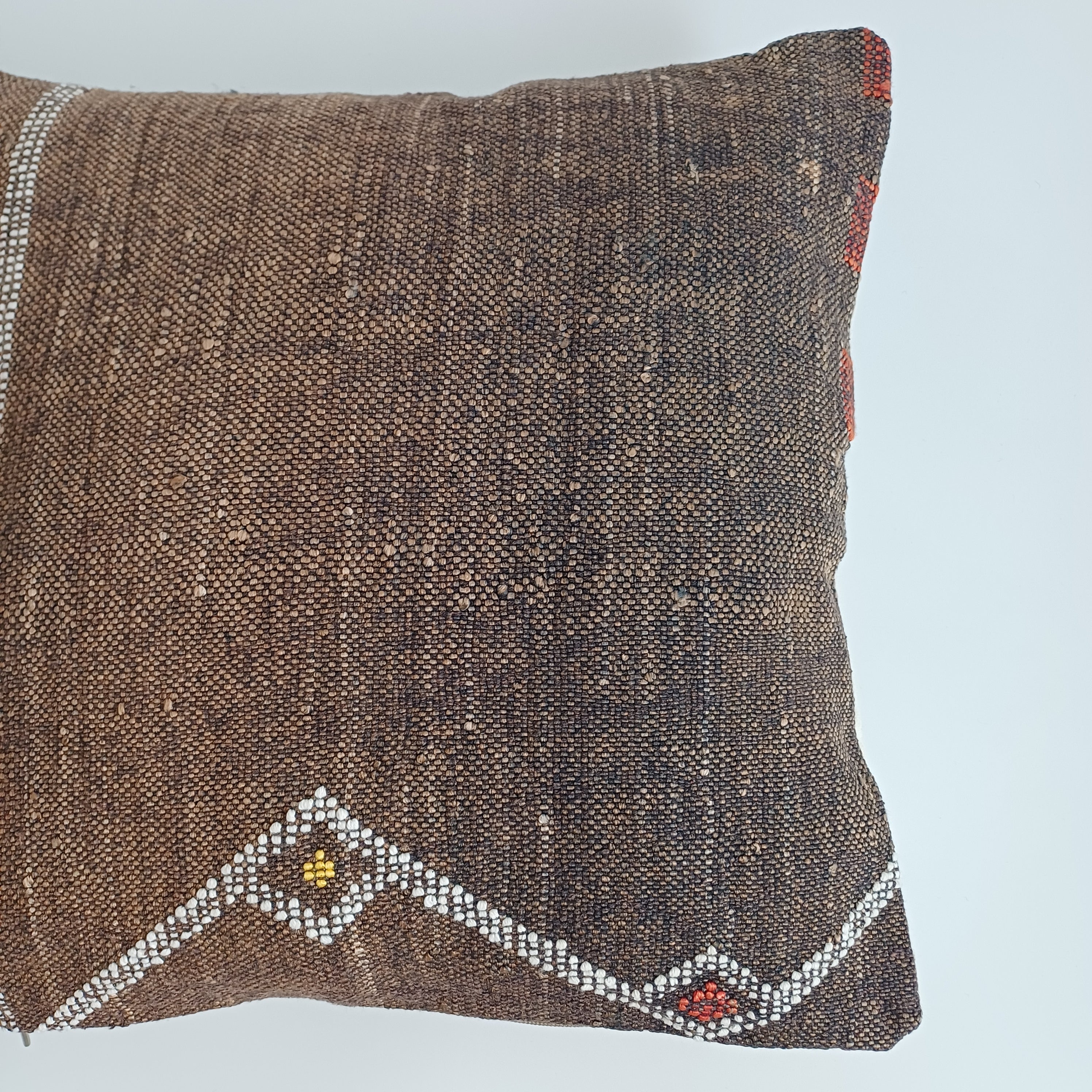 Moroccan Handmade Brown Cactus Silk Cushion Cover 16''x16'' / 40x40 CM