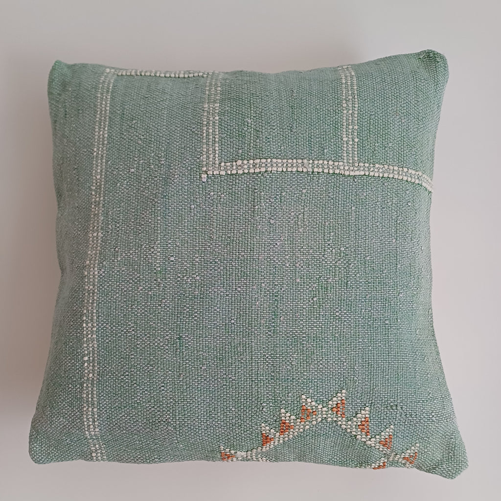 Moroccan Handmade Green Cactus Silk Cushion Cover 16''x16'' / 40x40 CM