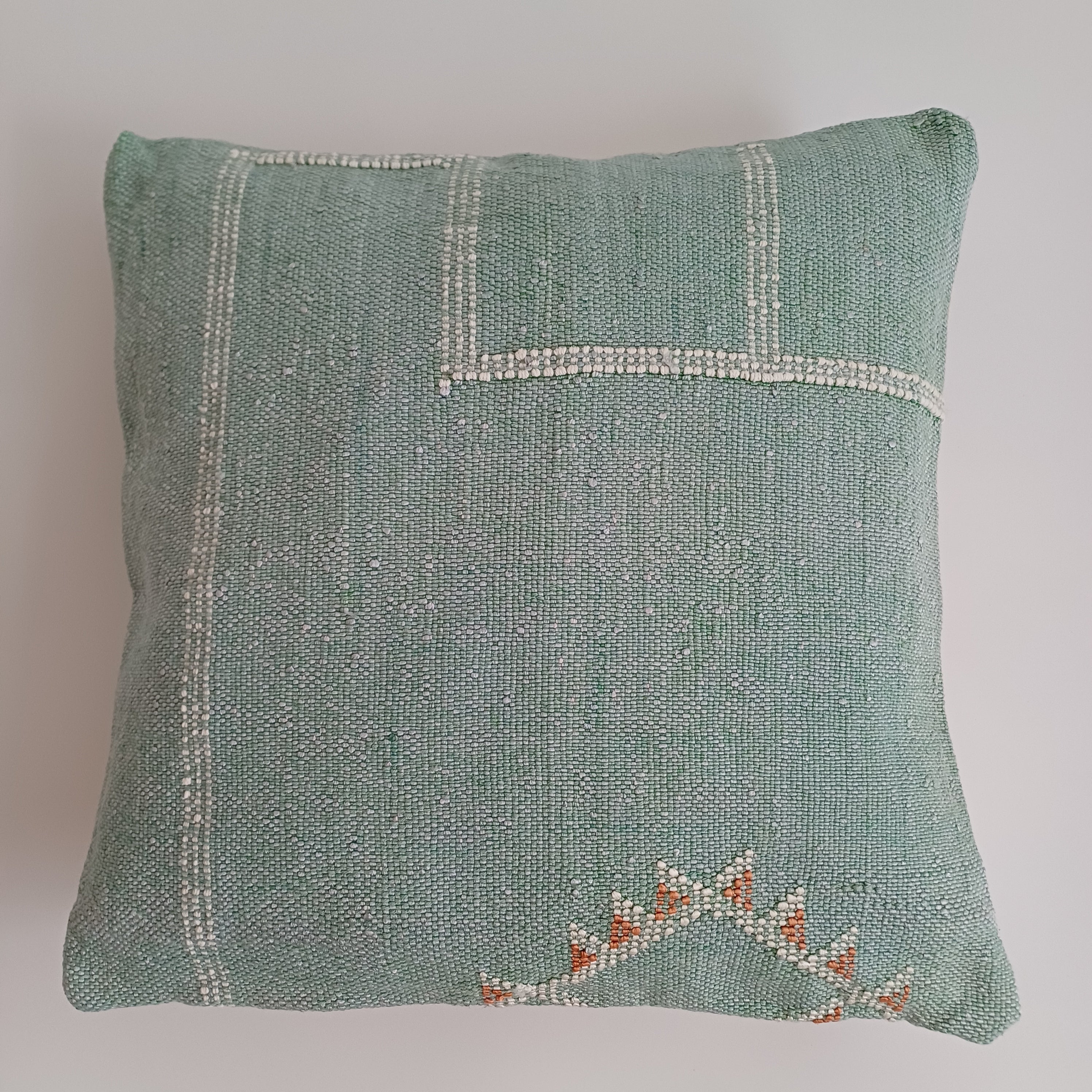 Moroccan Handmade Green Cactus Silk Cushion Cover 16''x16'' / 40x40 CM
