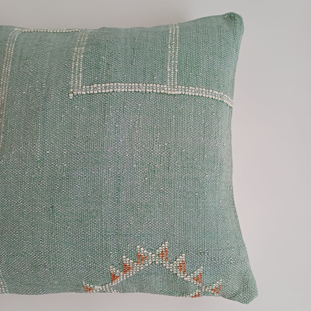 Moroccan Handmade Green Cactus Silk Cushion Cover 16''x16'' / 40x40 CM