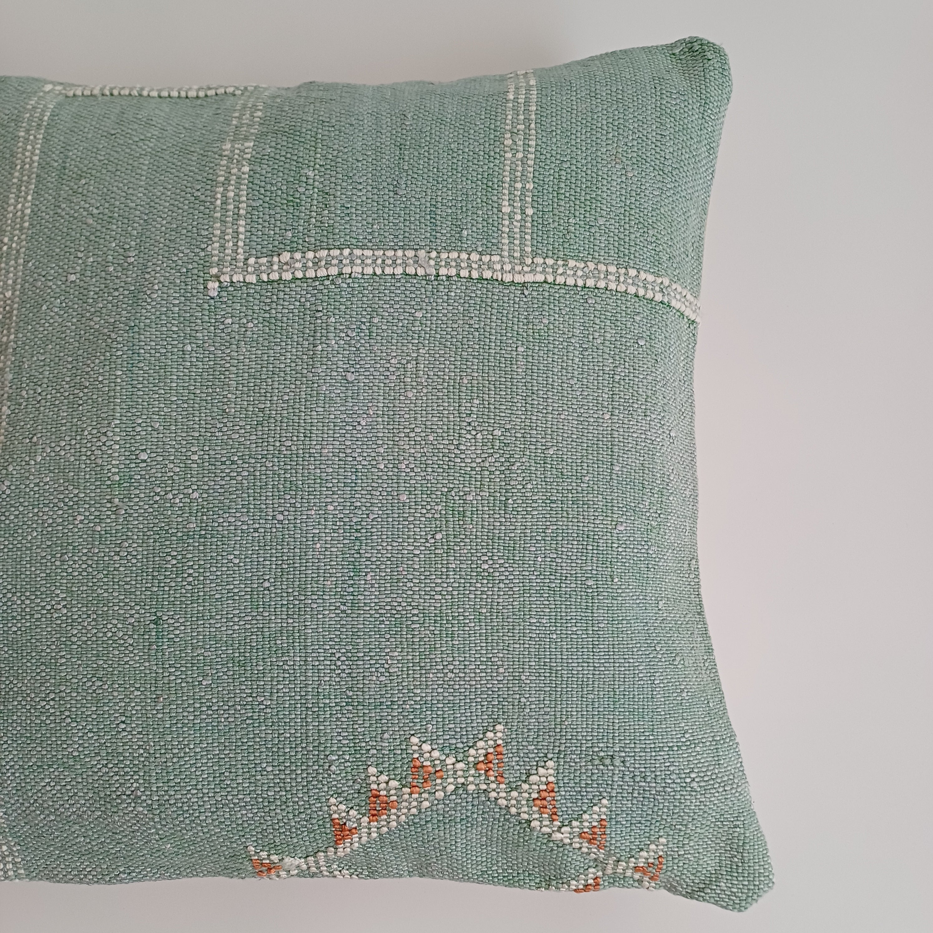 Moroccan Handmade Green Cactus Silk Cushion Cover 16''x16'' / 40x40 CM