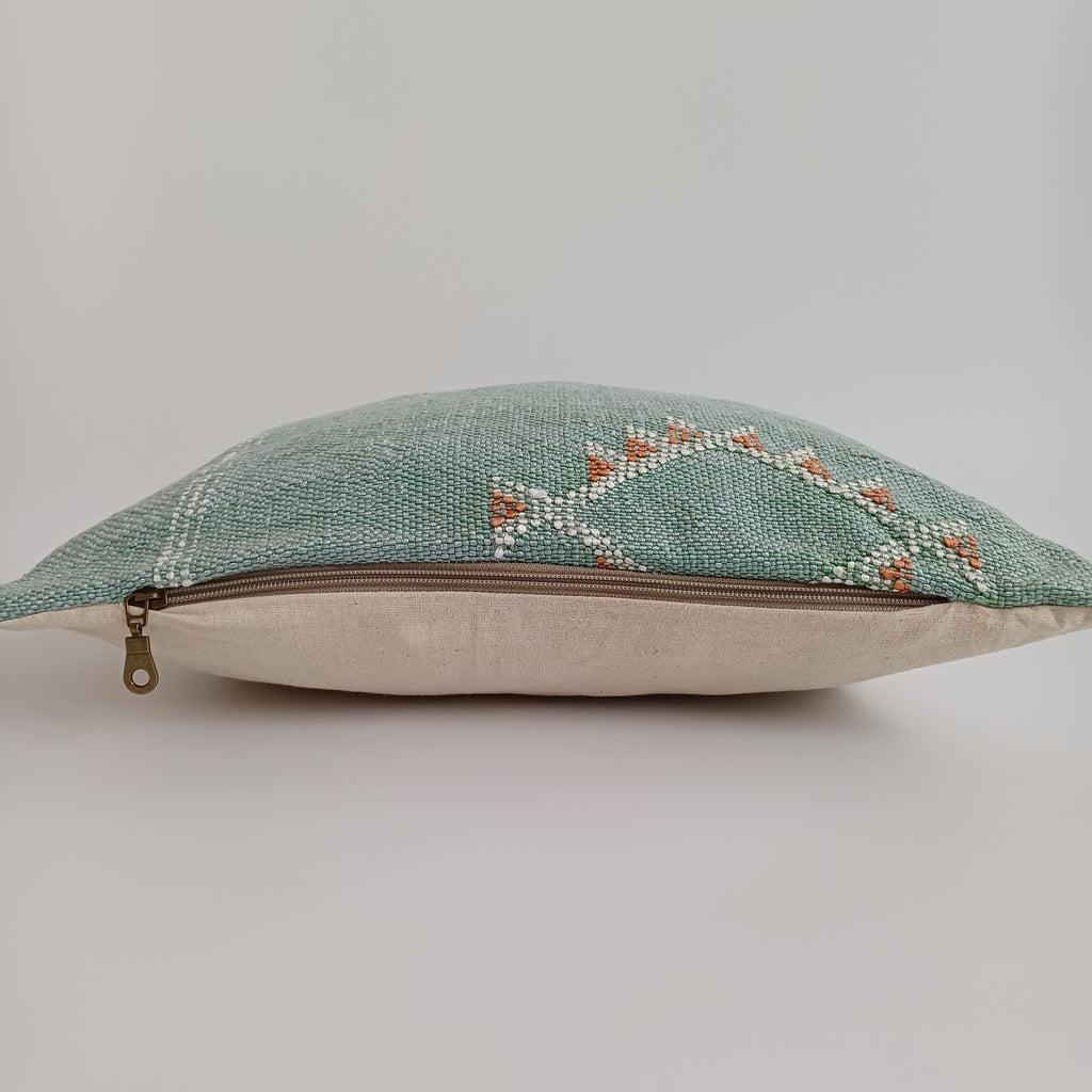 Moroccan Handmade Green Cactus Silk Cushion Cover 16''x16'' / 40x40 CM