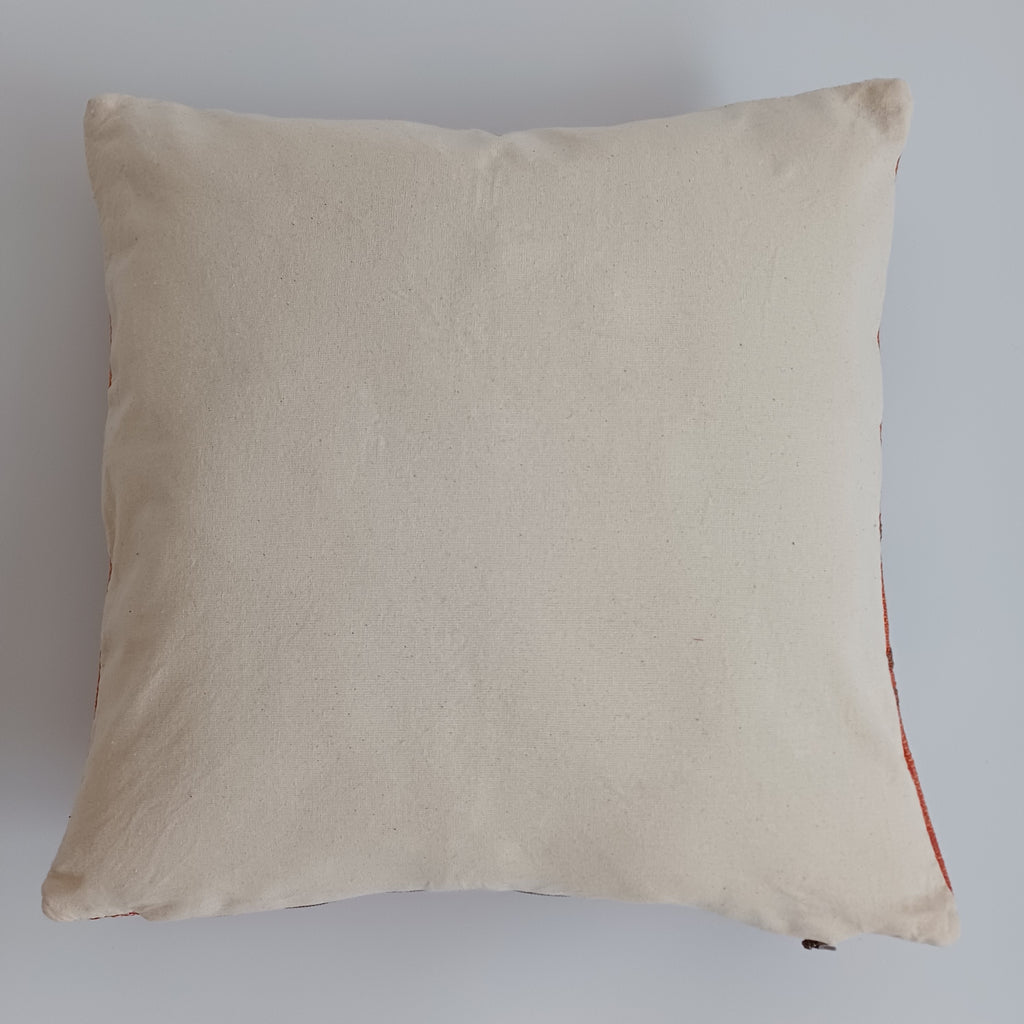 Moroccan Handmade Orange Cactus Silk Cushion Cover 16''x16'' / 40x40 CM