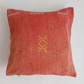 Moroccan Handmade Orange Cactus Silk Cushion Cover 16''x16'' / 40x40 CM