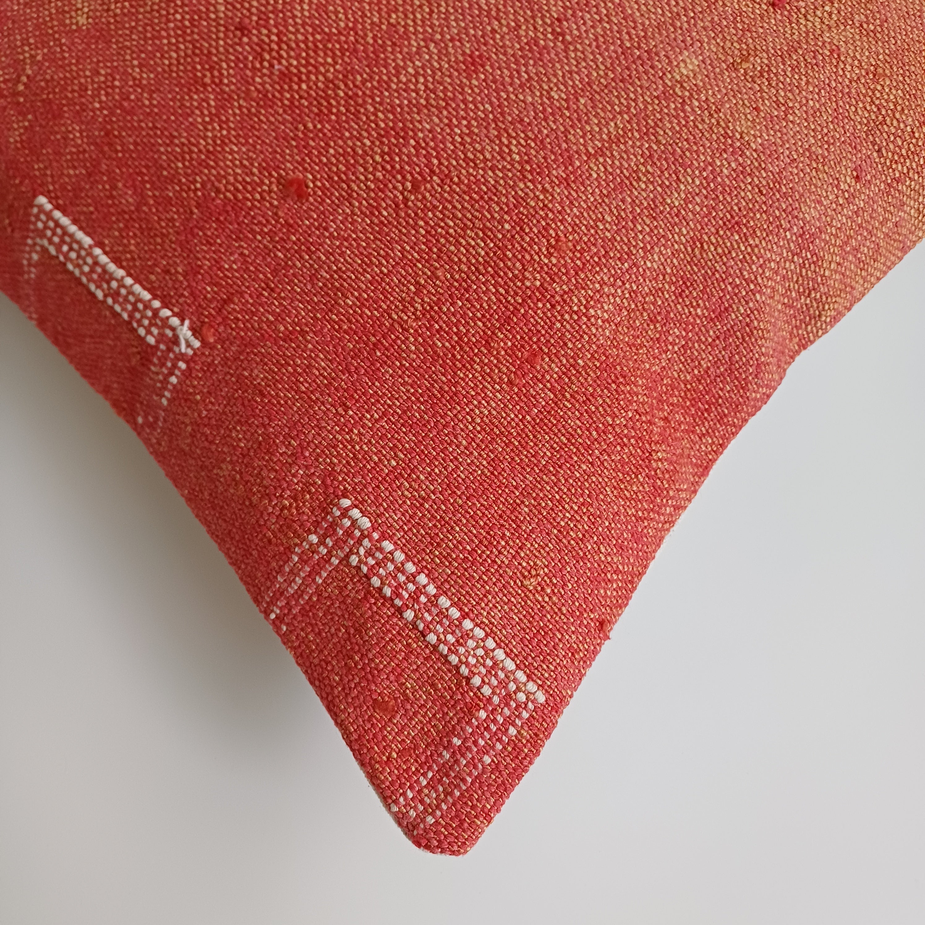 Moroccan Handmade Orange Cactus Silk Cushion Cover 16''x16'' / 40x40 CM