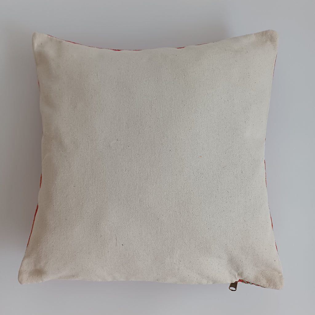 Moroccan Handmade Orange Cactus Silk Cushion Cover 16''x16'' / 40x40 CM