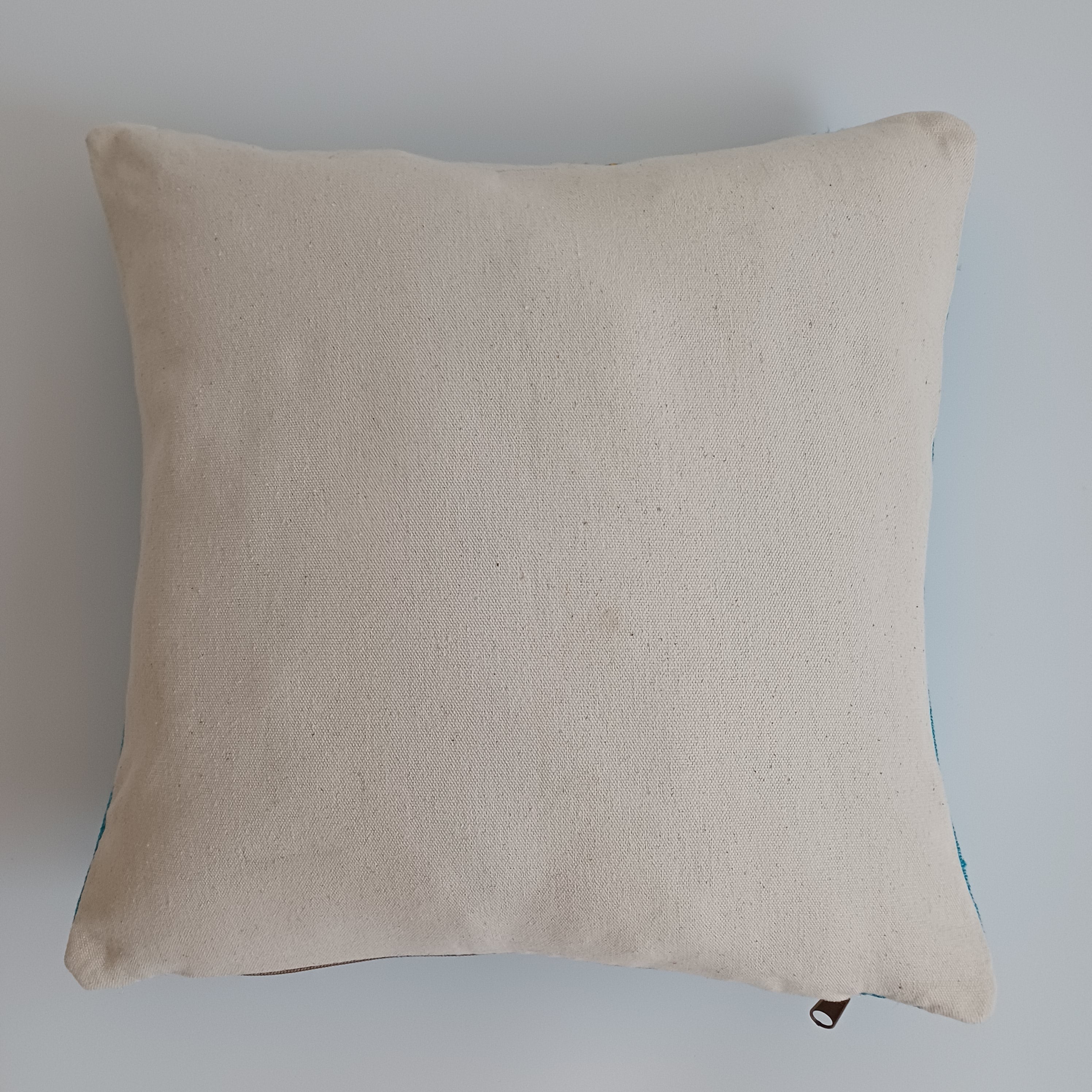 Moroccan Handmade Teal Blue Cactus Silk Cushion Cover 16''x16'' / 40x40 CM