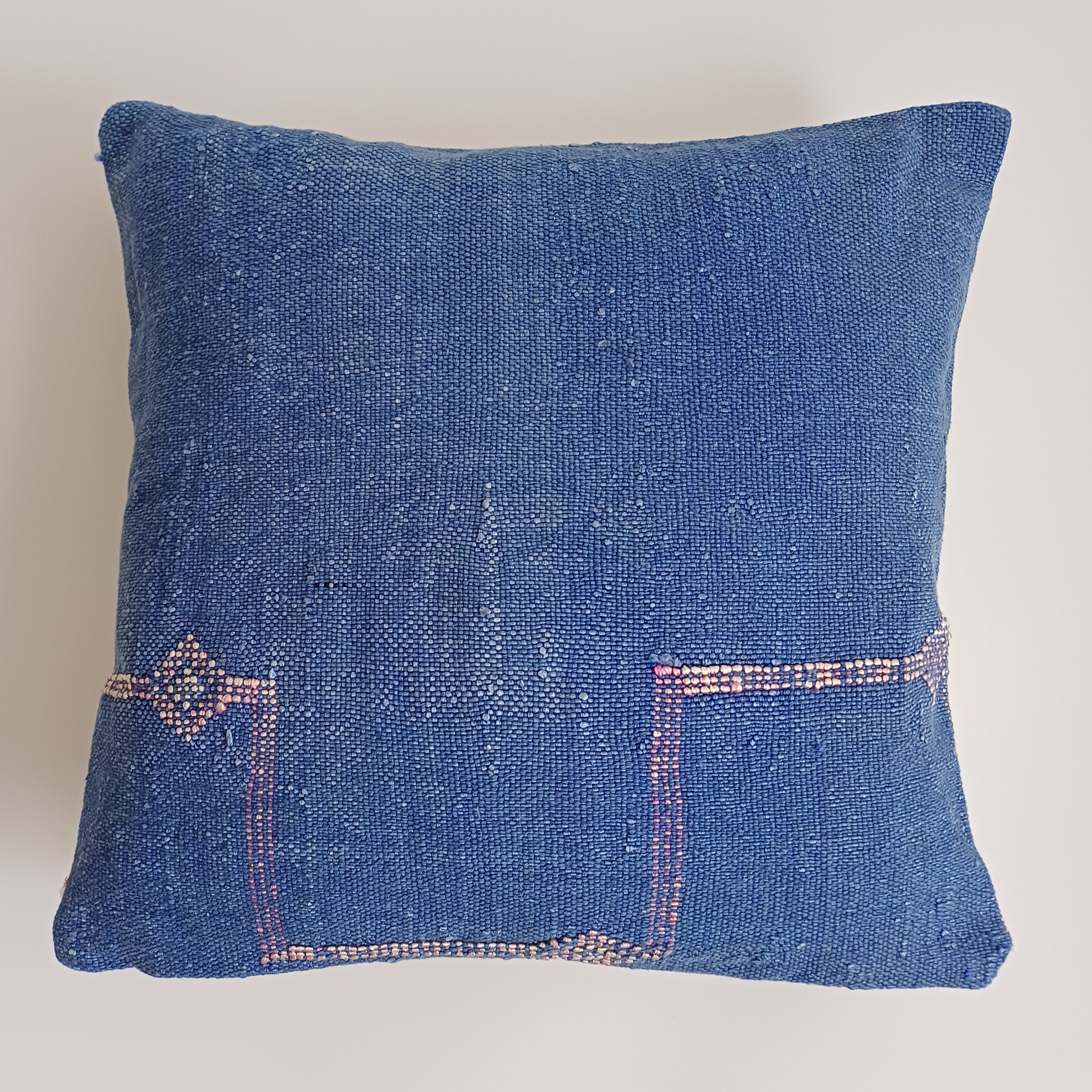 Moroccan Handmade Blue Cactus Silk Cushion Cover 16''x16'' / 40x40 CM
