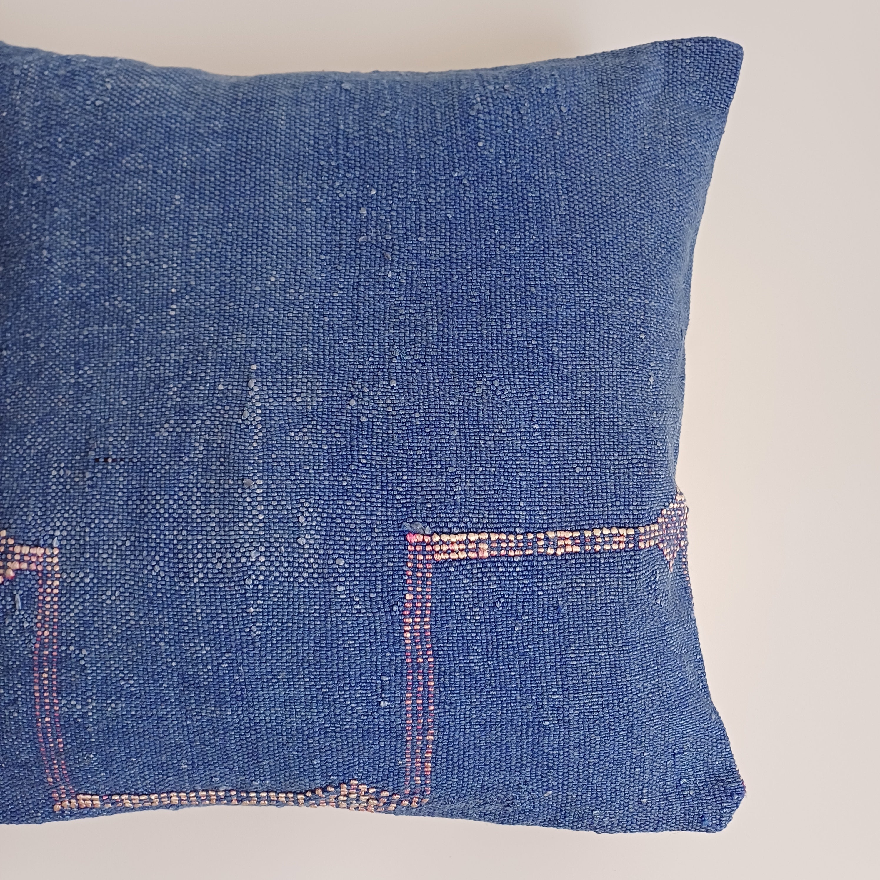 Moroccan Handmade Blue Cactus Silk Cushion Cover 16''x16'' / 40x40 CM