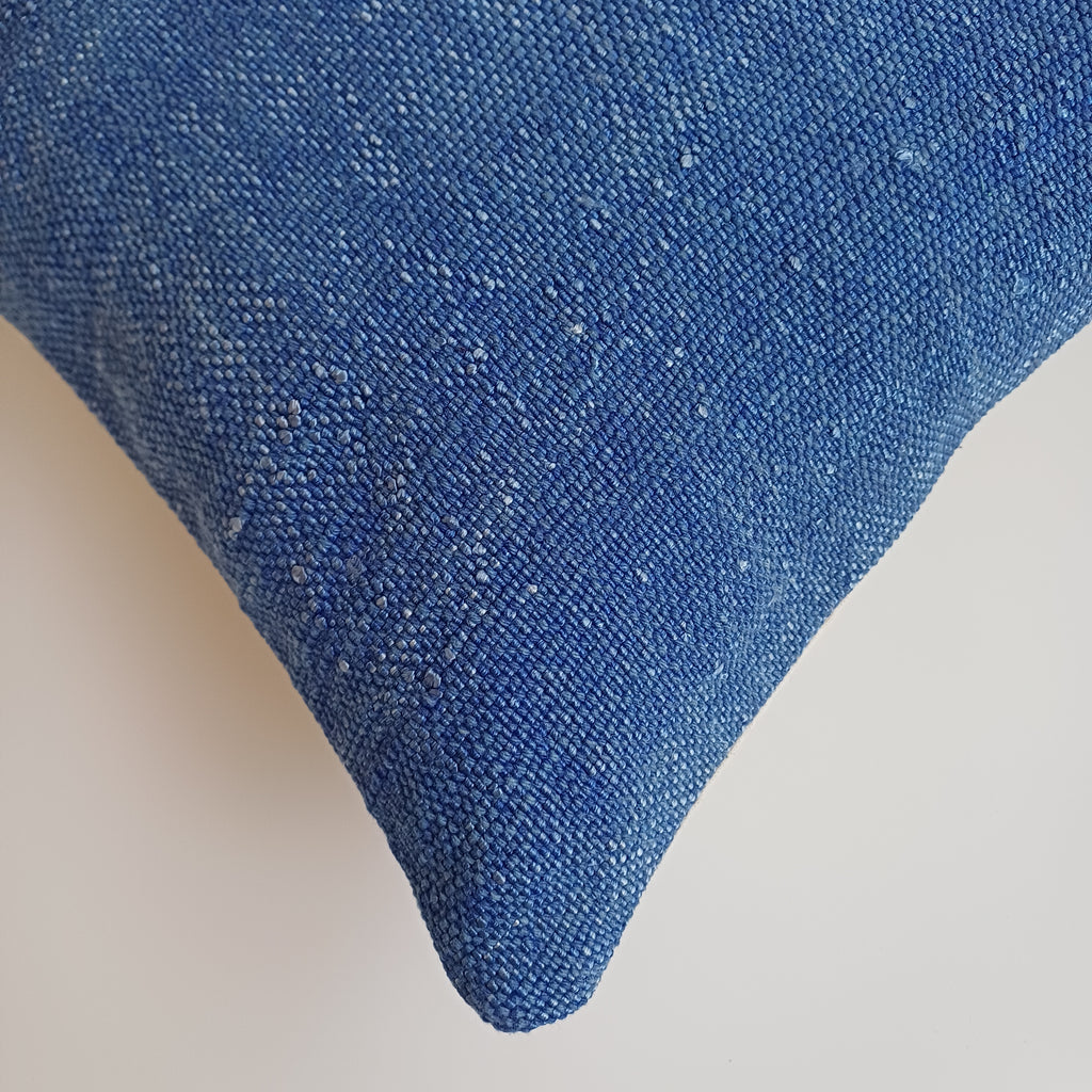 Moroccan Handmade Blue Cactus Silk Cushion Cover 16''x16'' / 40x40 CM